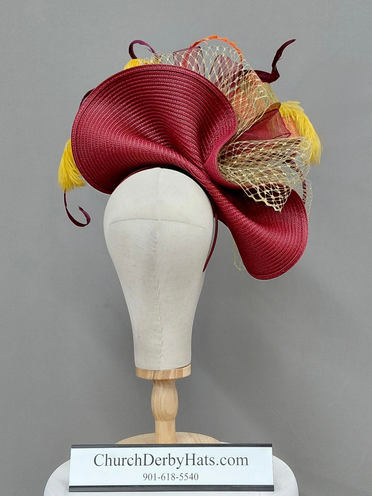 Ruby Fascinator on Headband