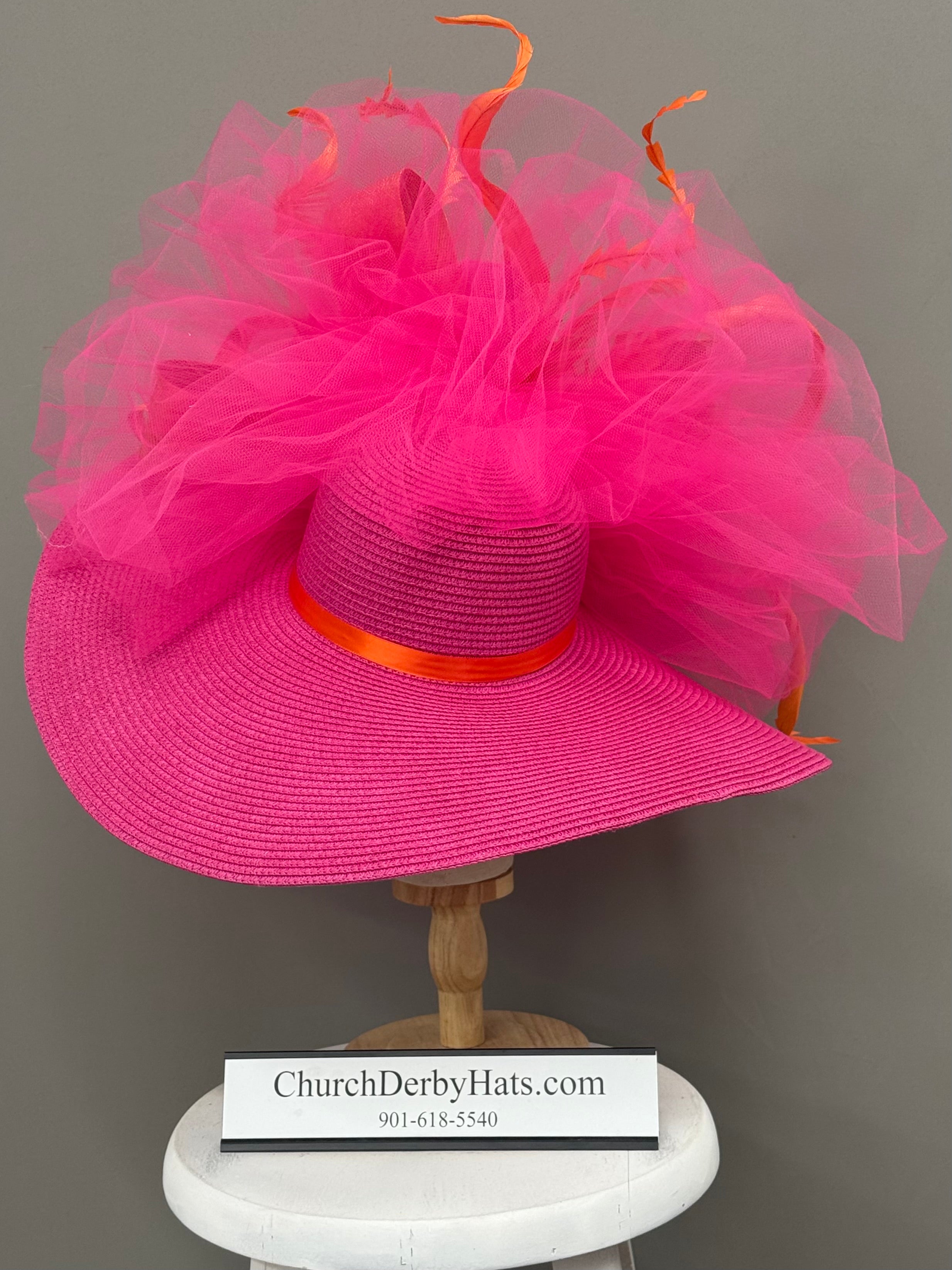 Tarina Pink Orange - Kentucky Derby Hat