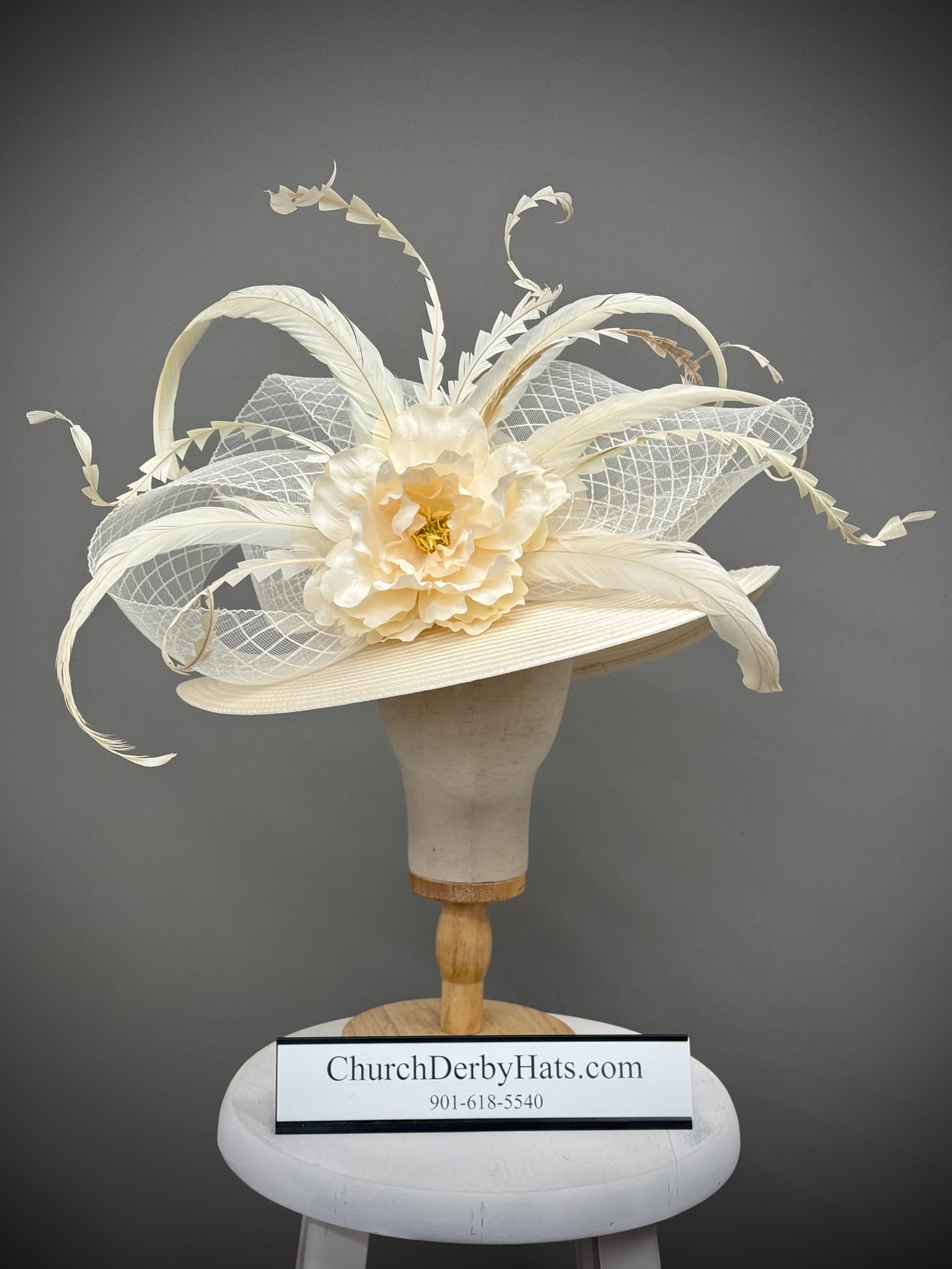 Satin Ivory - Church Derby Hat