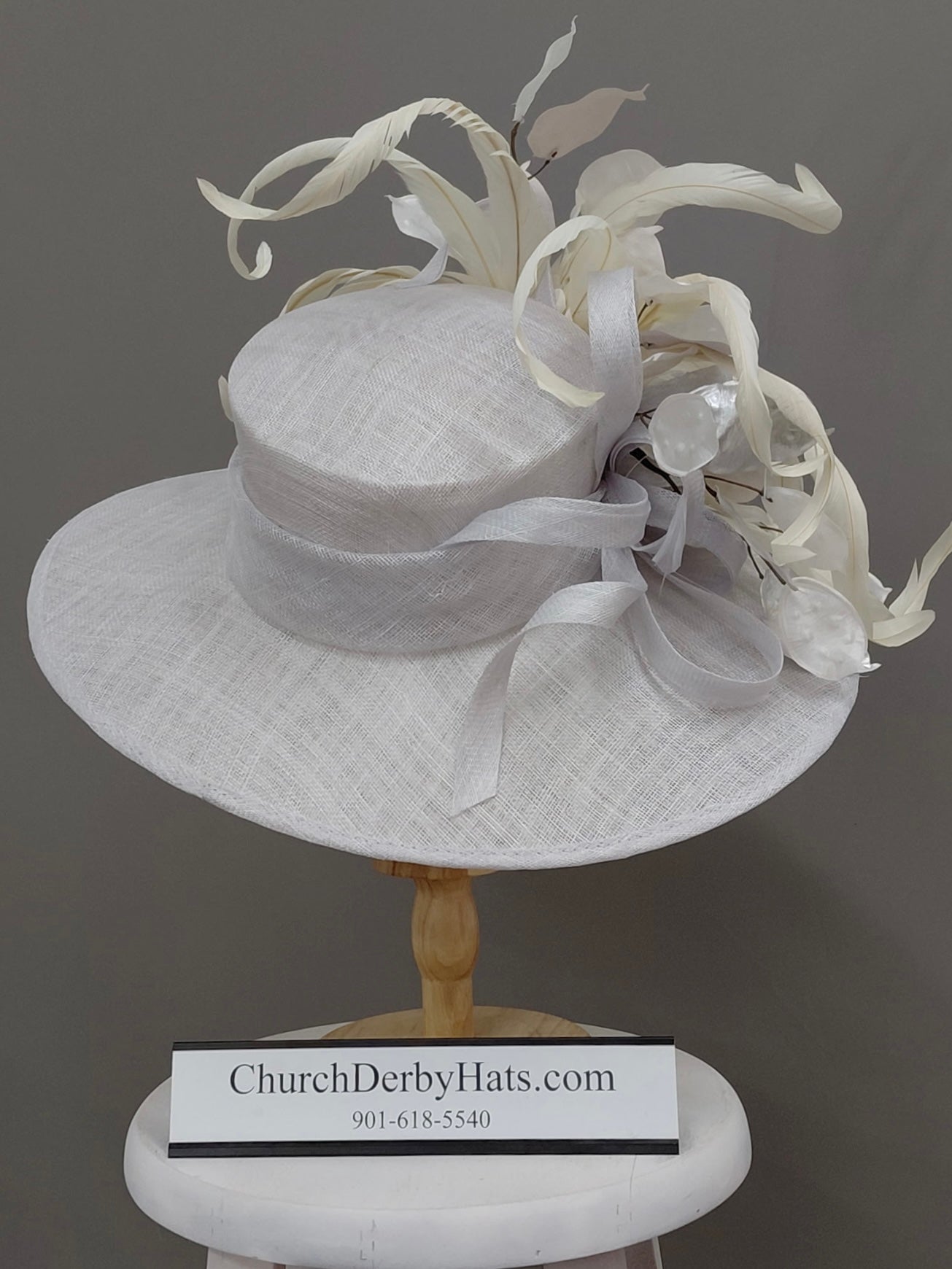 Samantha White Ivory Silver Dress Hat