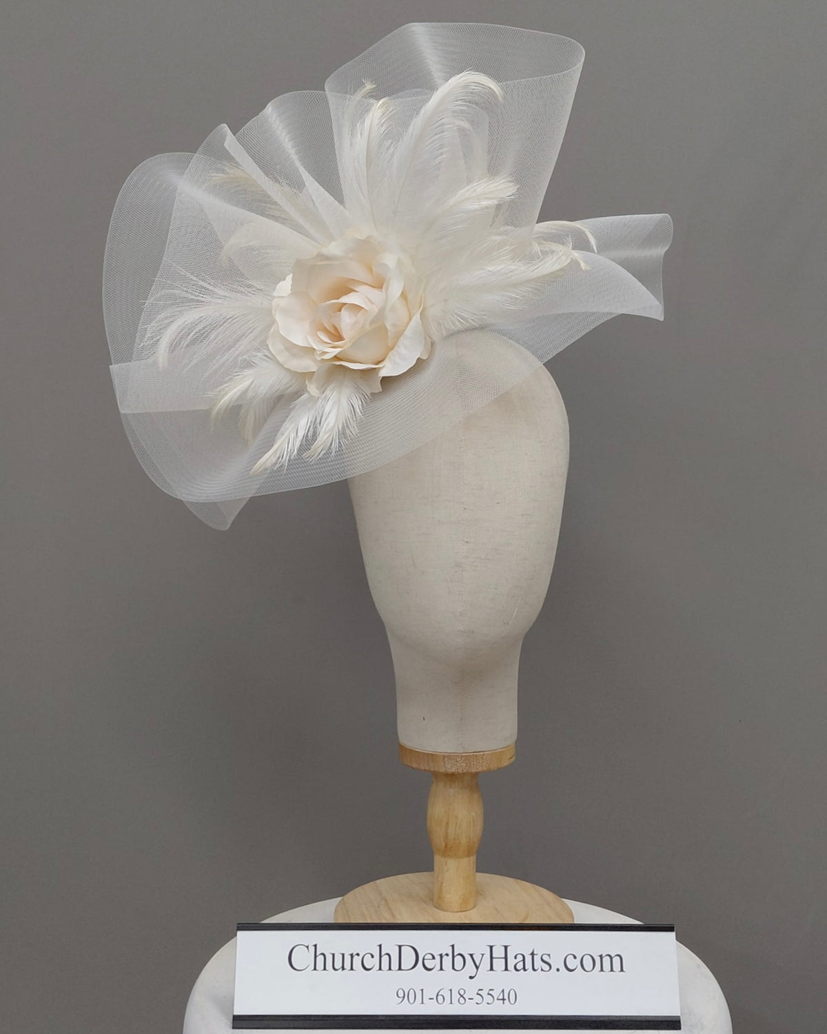 Princess White - Fascinator on Headband