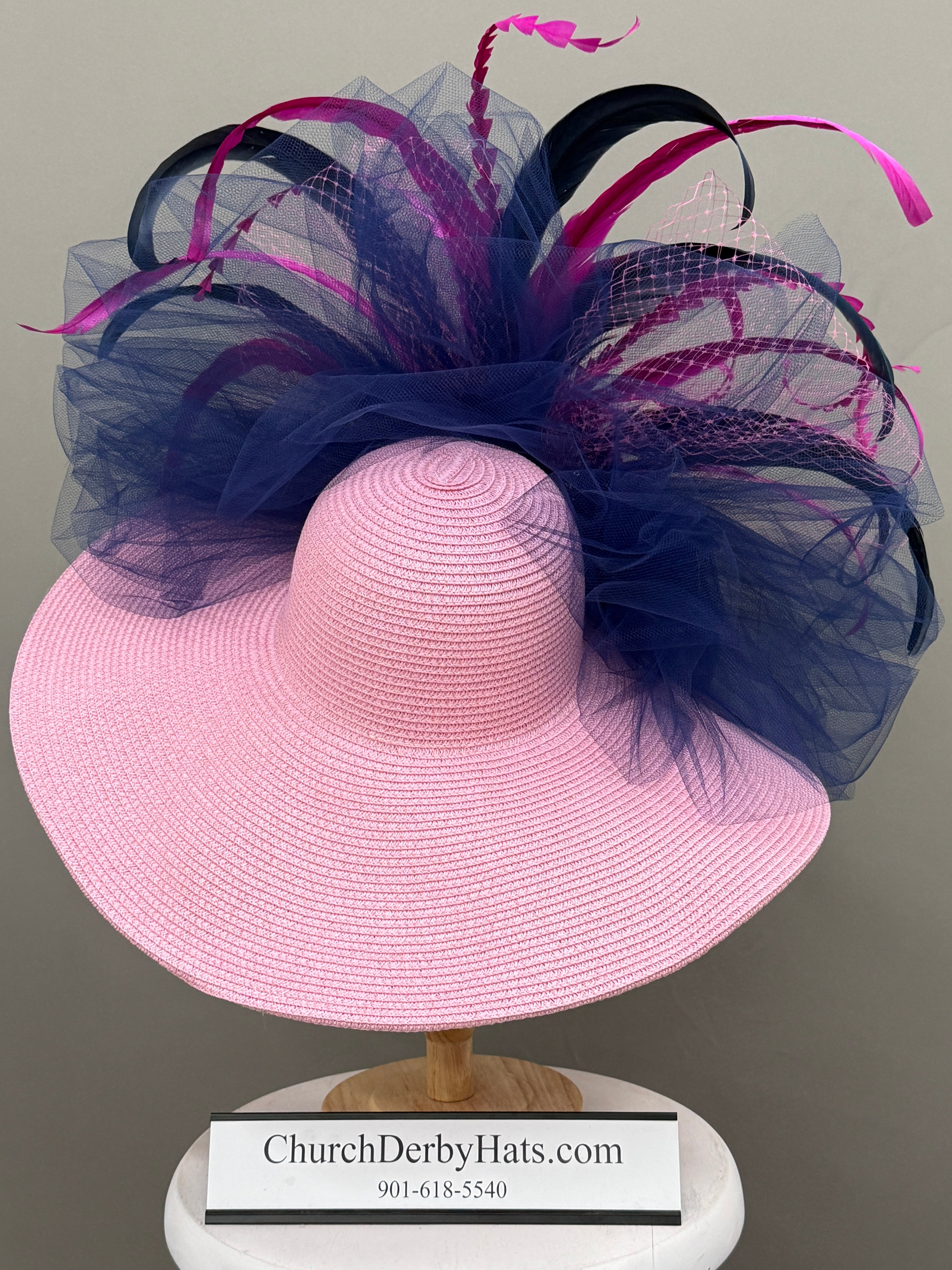 Natalie Navy Pink - Kentucky Derby Hat
