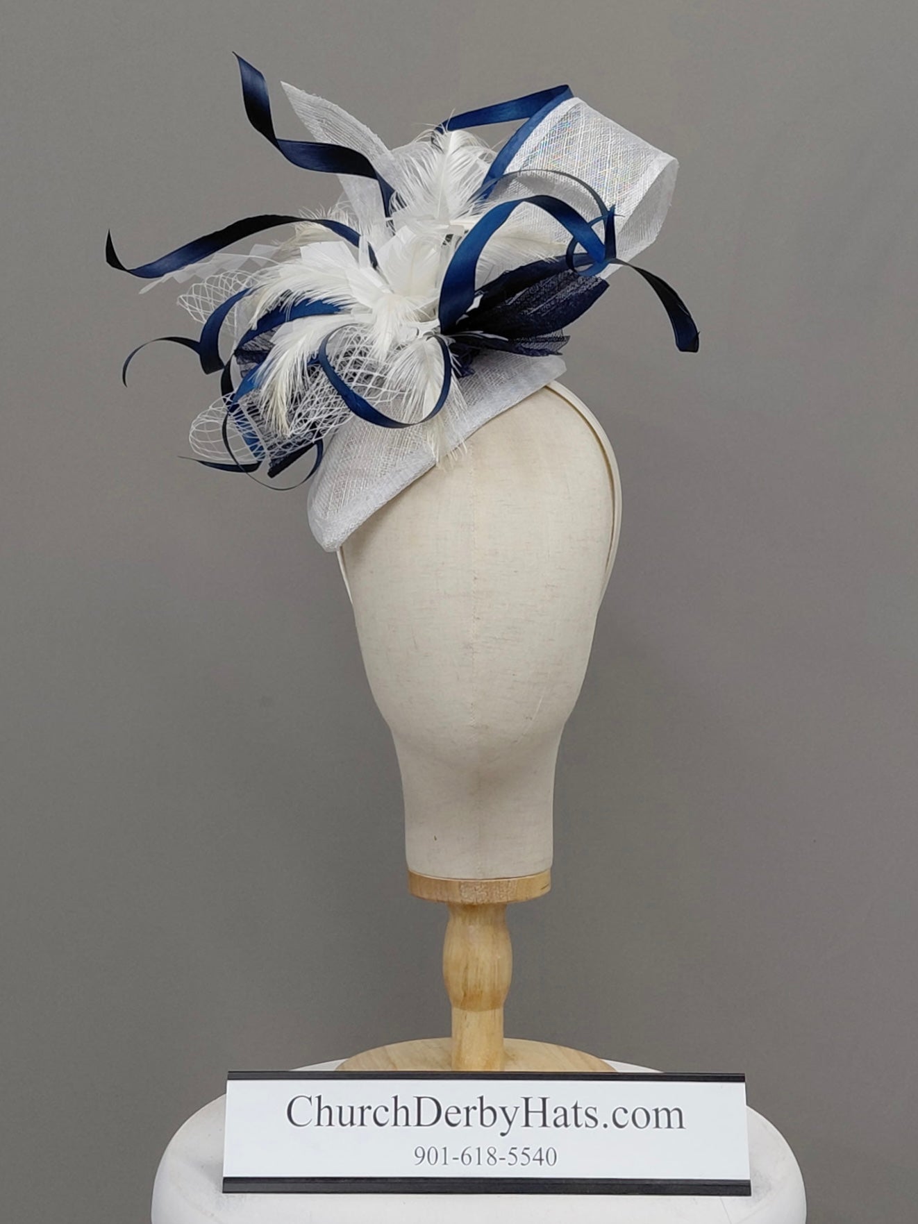 Midnight Blue Fascinator on Headband