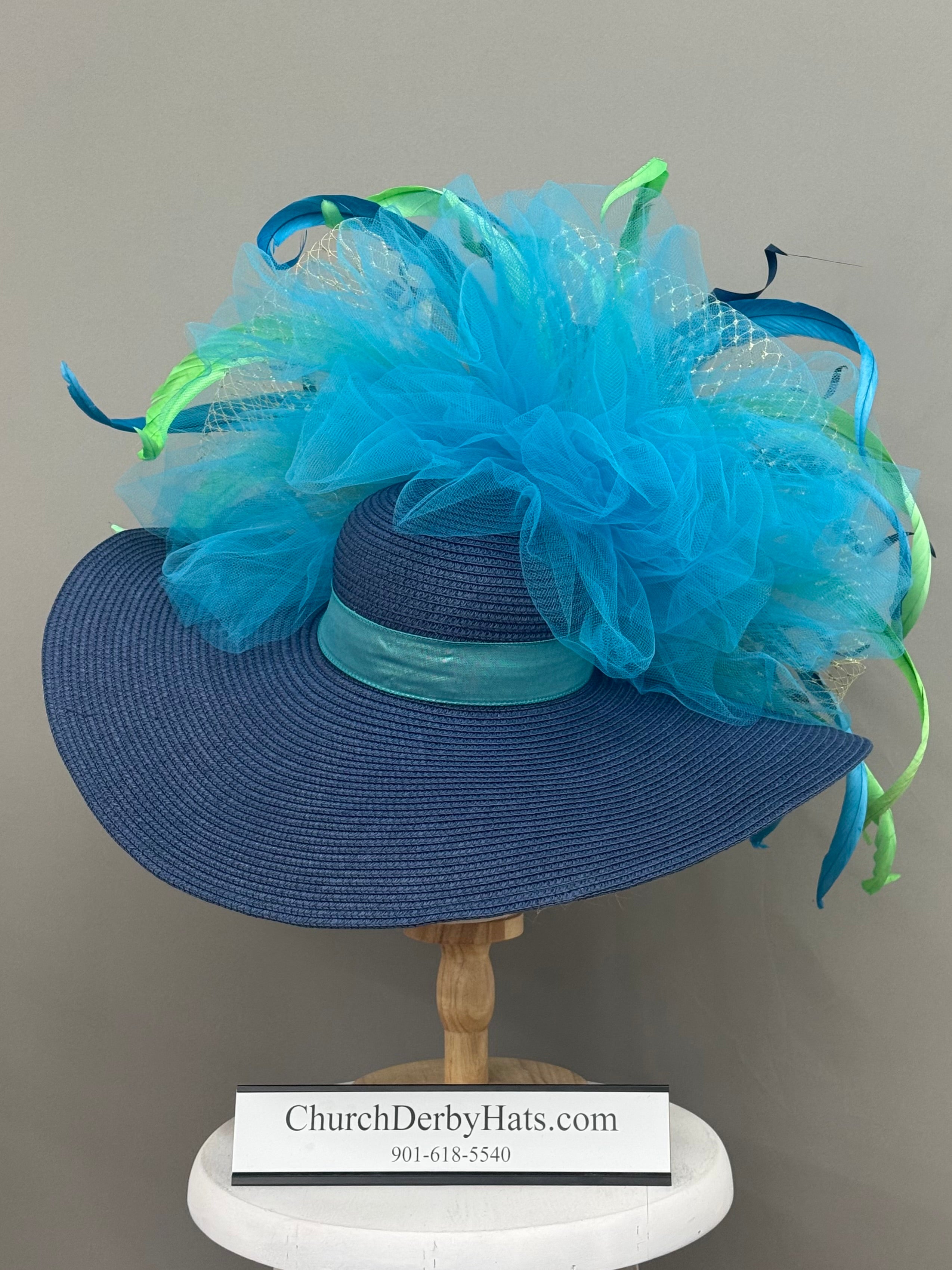 Anola Blue - Kentucky Deeby Hat - Church Hat
