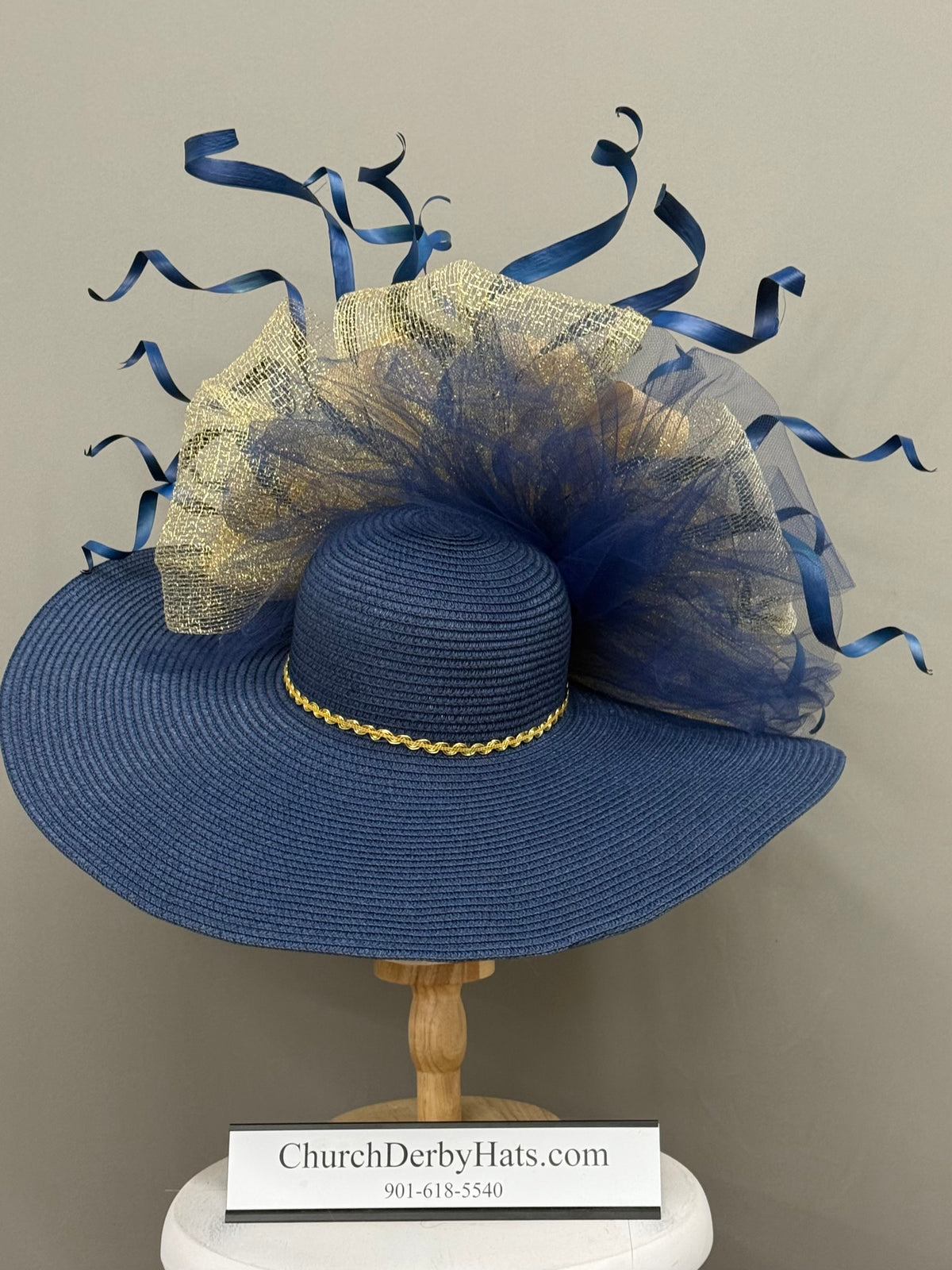 Navy Gold - Kentucky Derby Hat - Church Hat