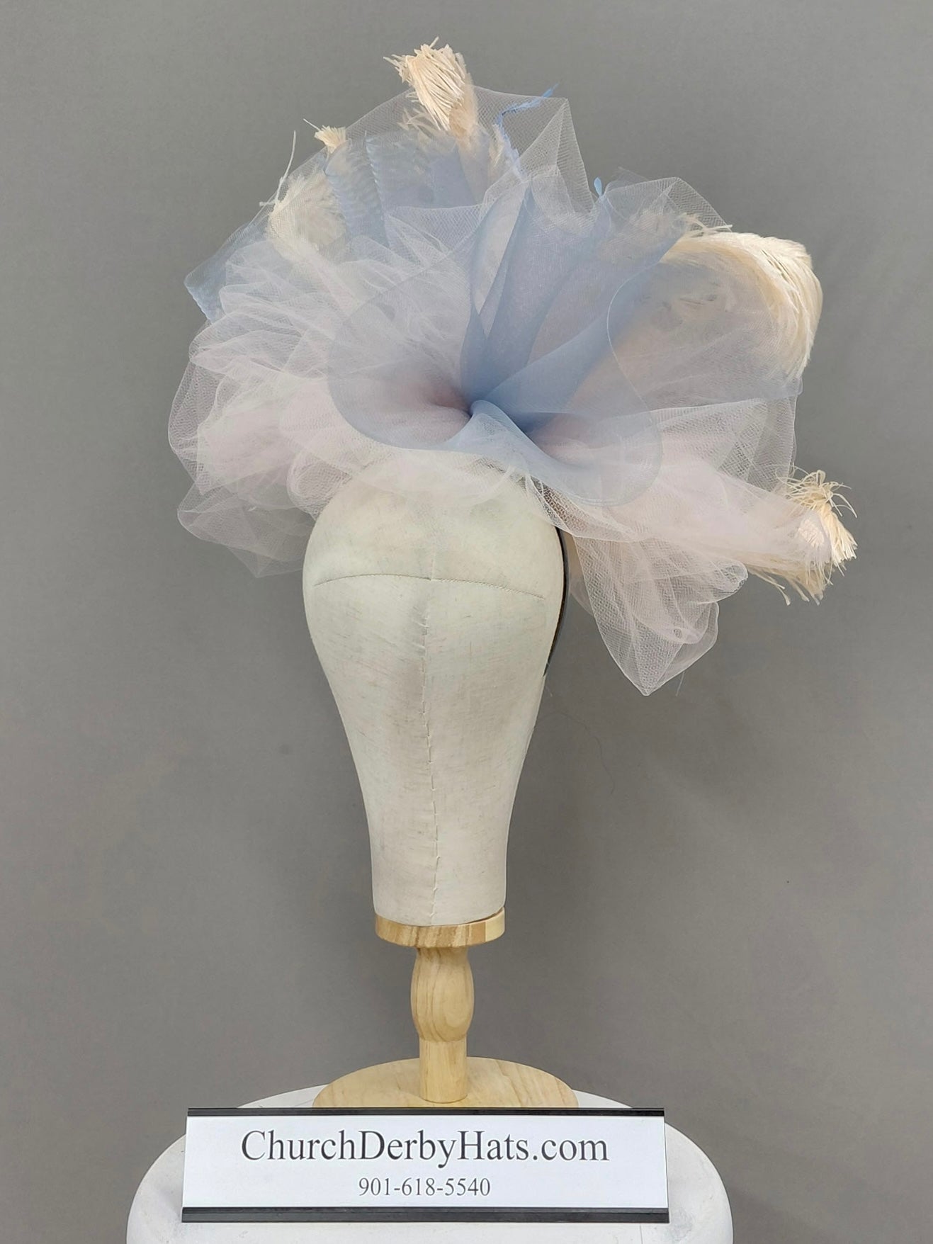 Periwinkle Blush - Kentucky Derby Hat Fascinator on Headband