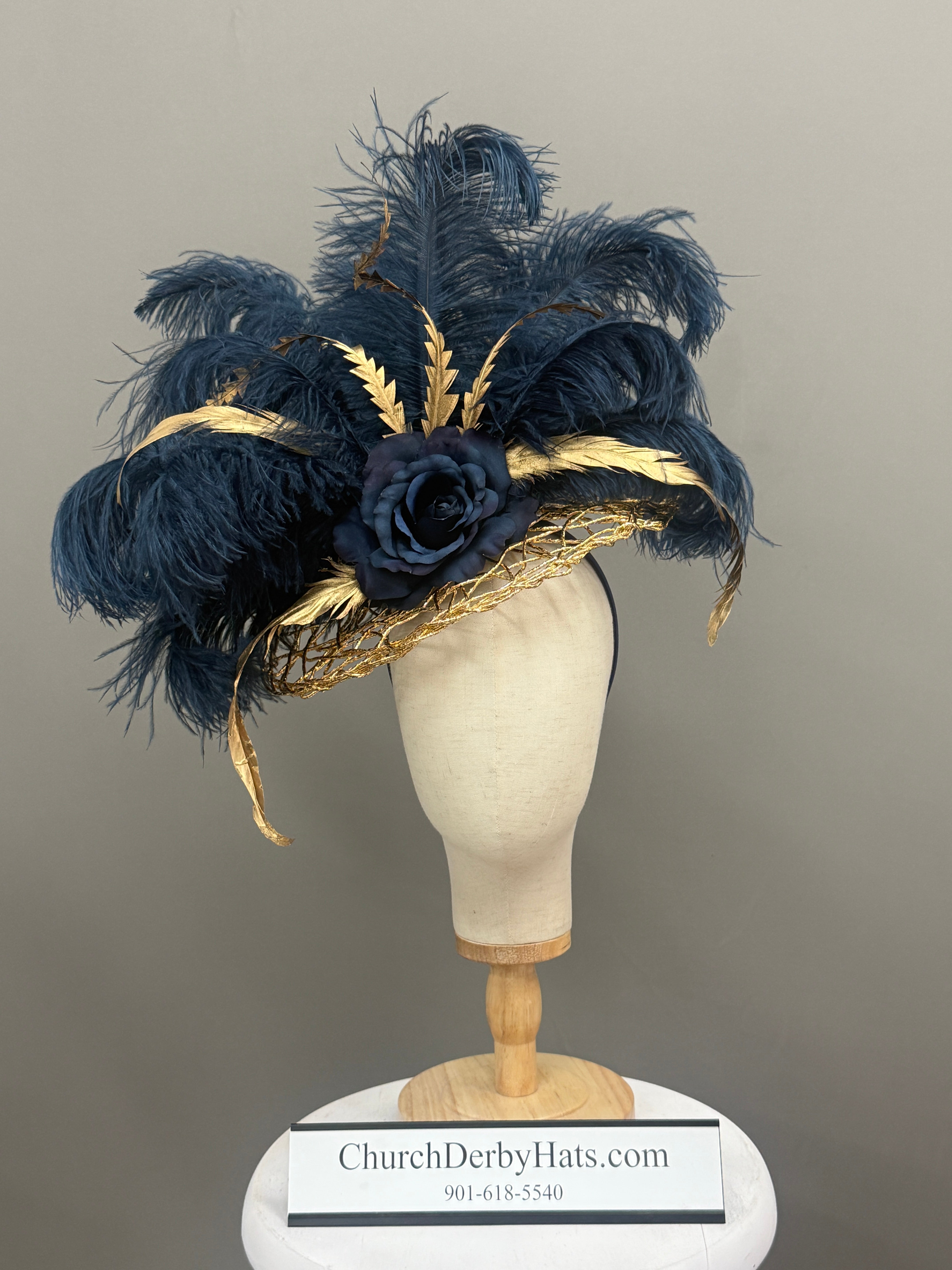 Anna Gold Navy - Kentucky Derby Hat