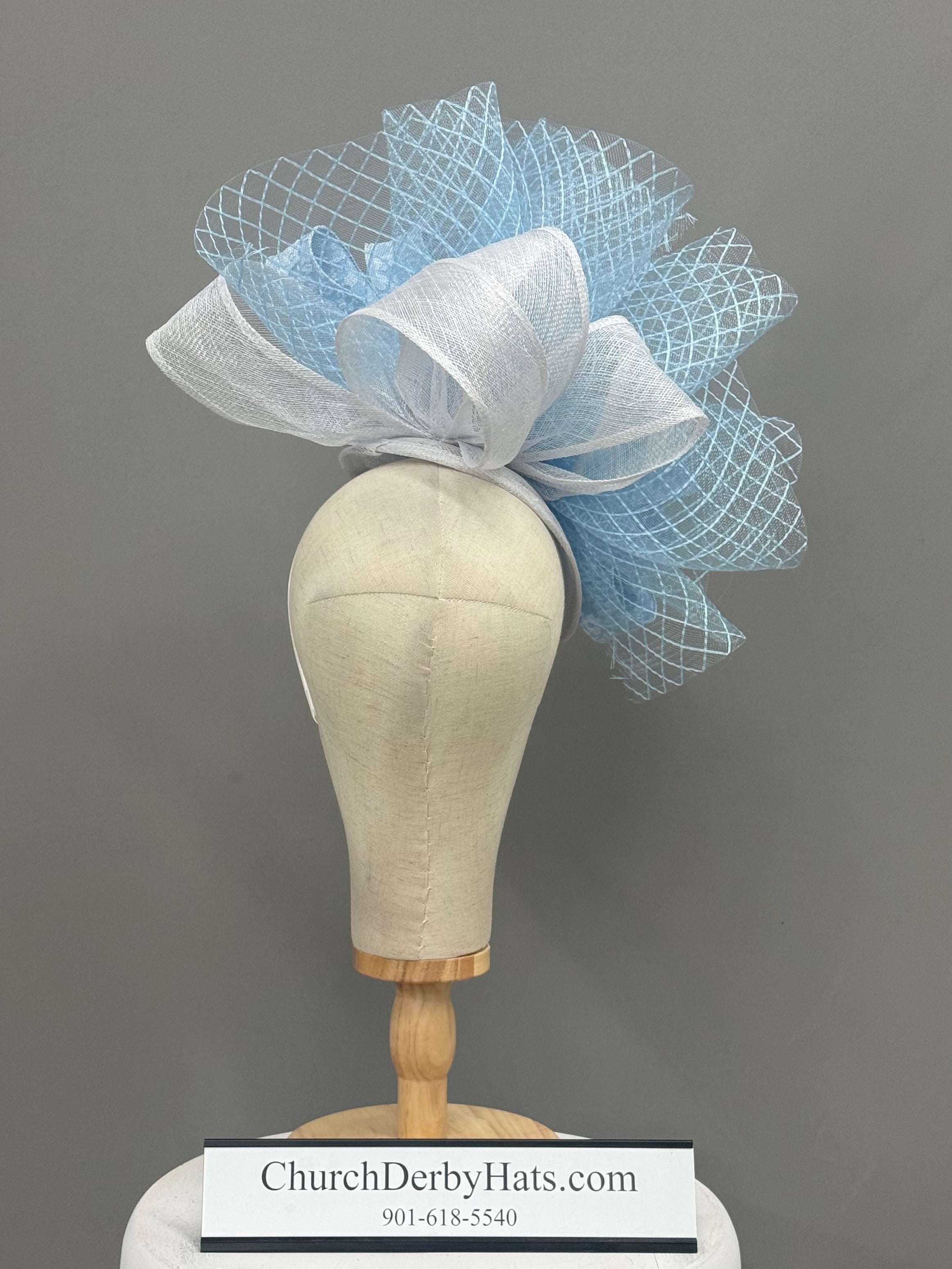 Misty Blue Fascinator - Kentucky Derby Church Hat