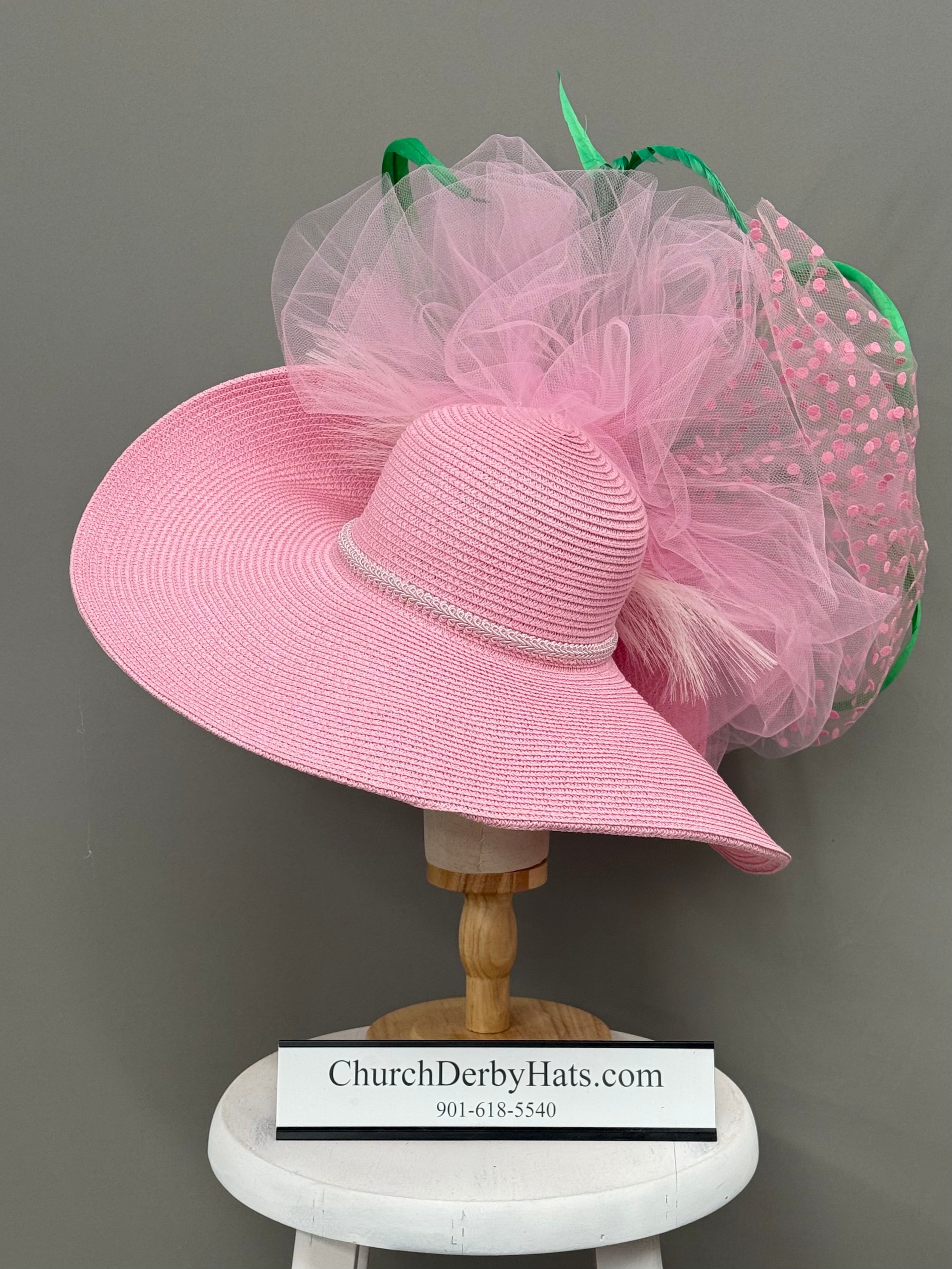 Kerine Pink Green - Kentucky Derby Hat