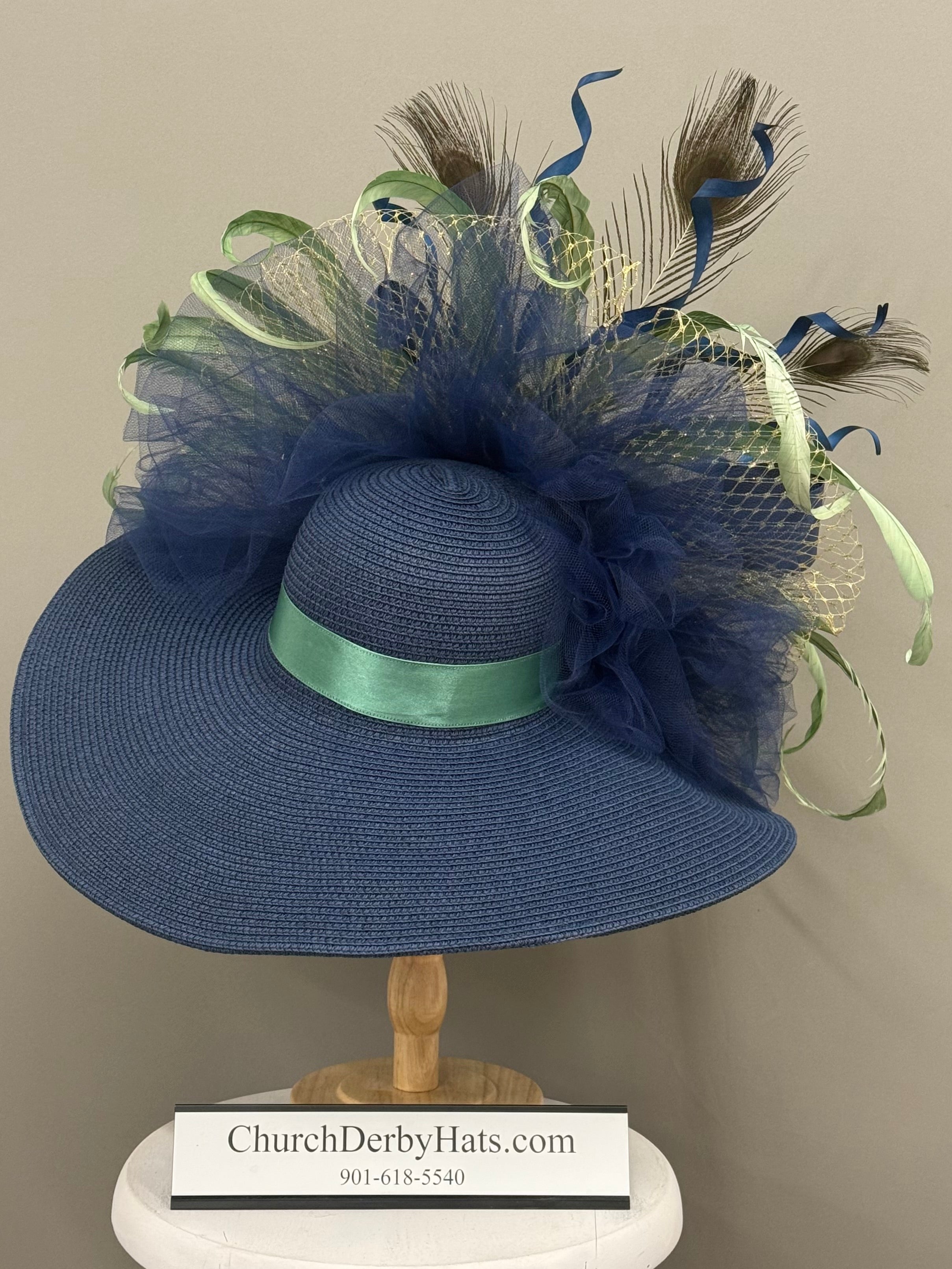 Gloria Navy Blue - Kentucky Derby Hat - Church Hat