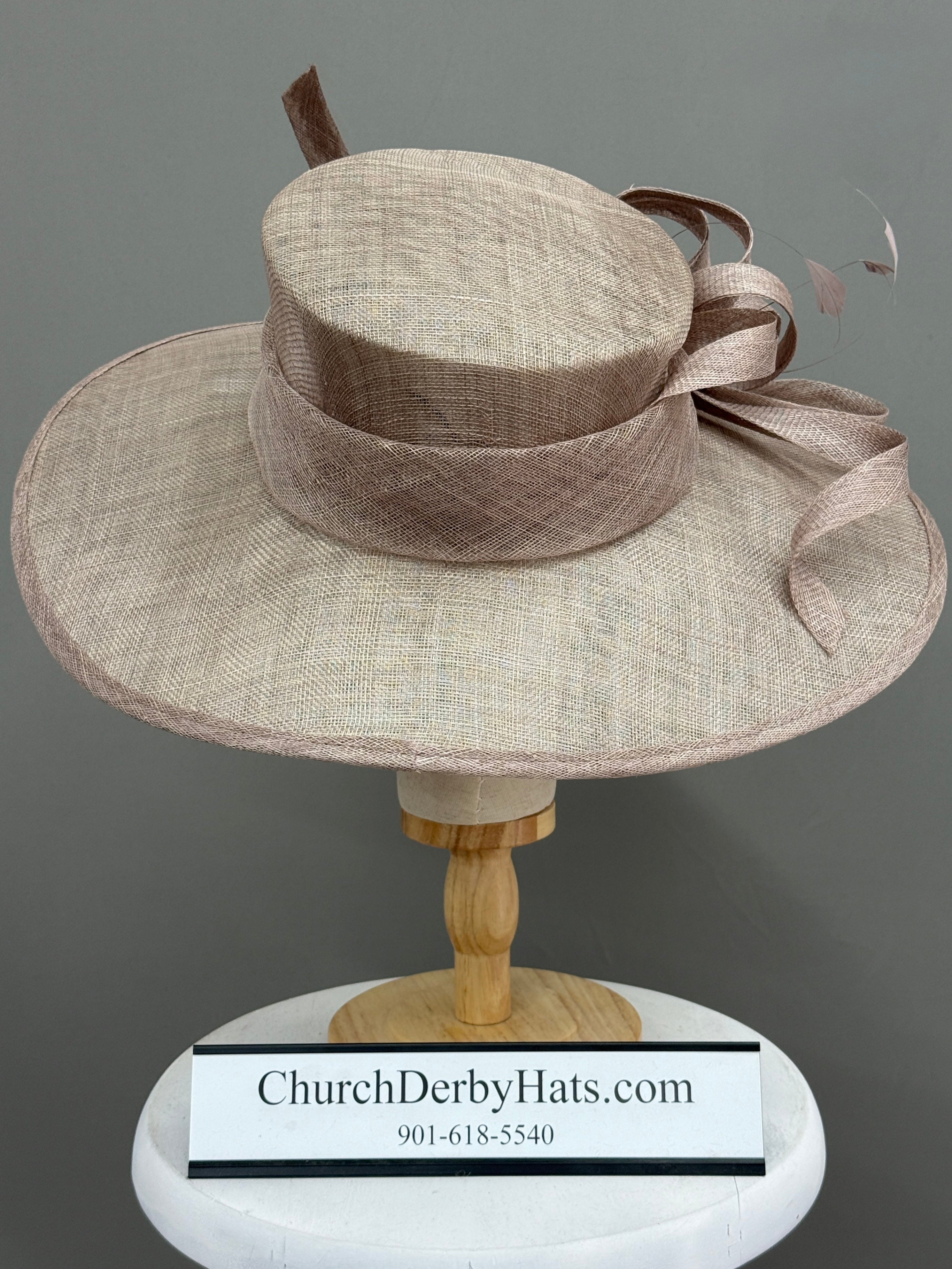Sand Sinamay Hat - Church Derby Hat