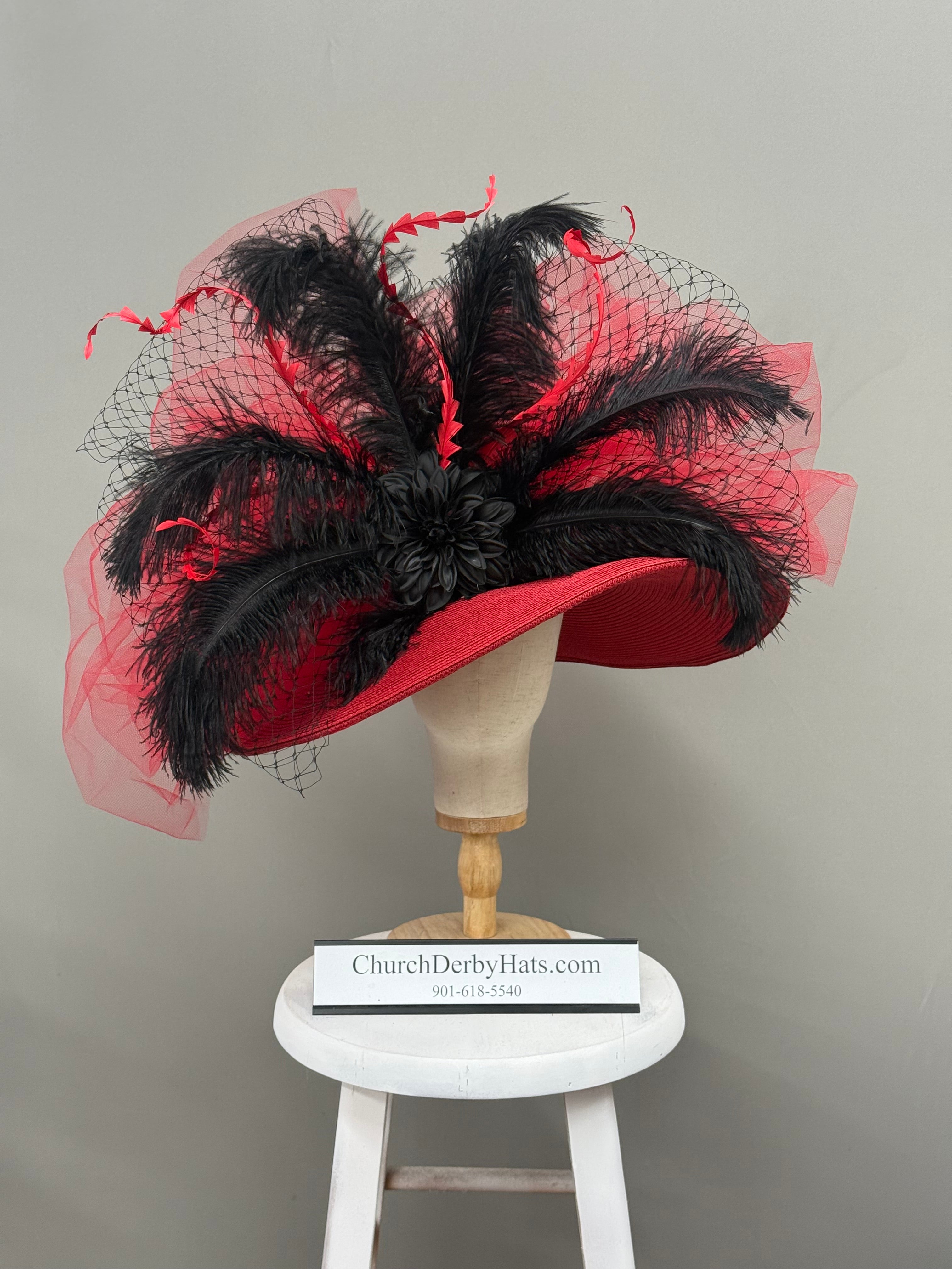 Jessica Red Black - Kentucky Derby Hat