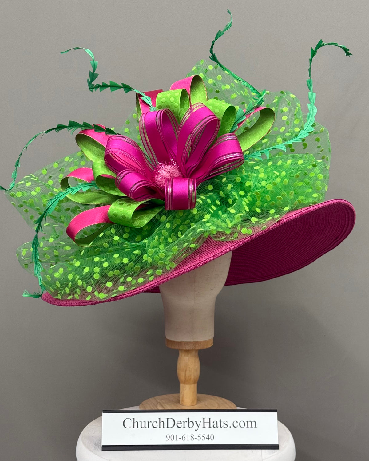 Loraine Pink Green - Kentucky Derby Hat