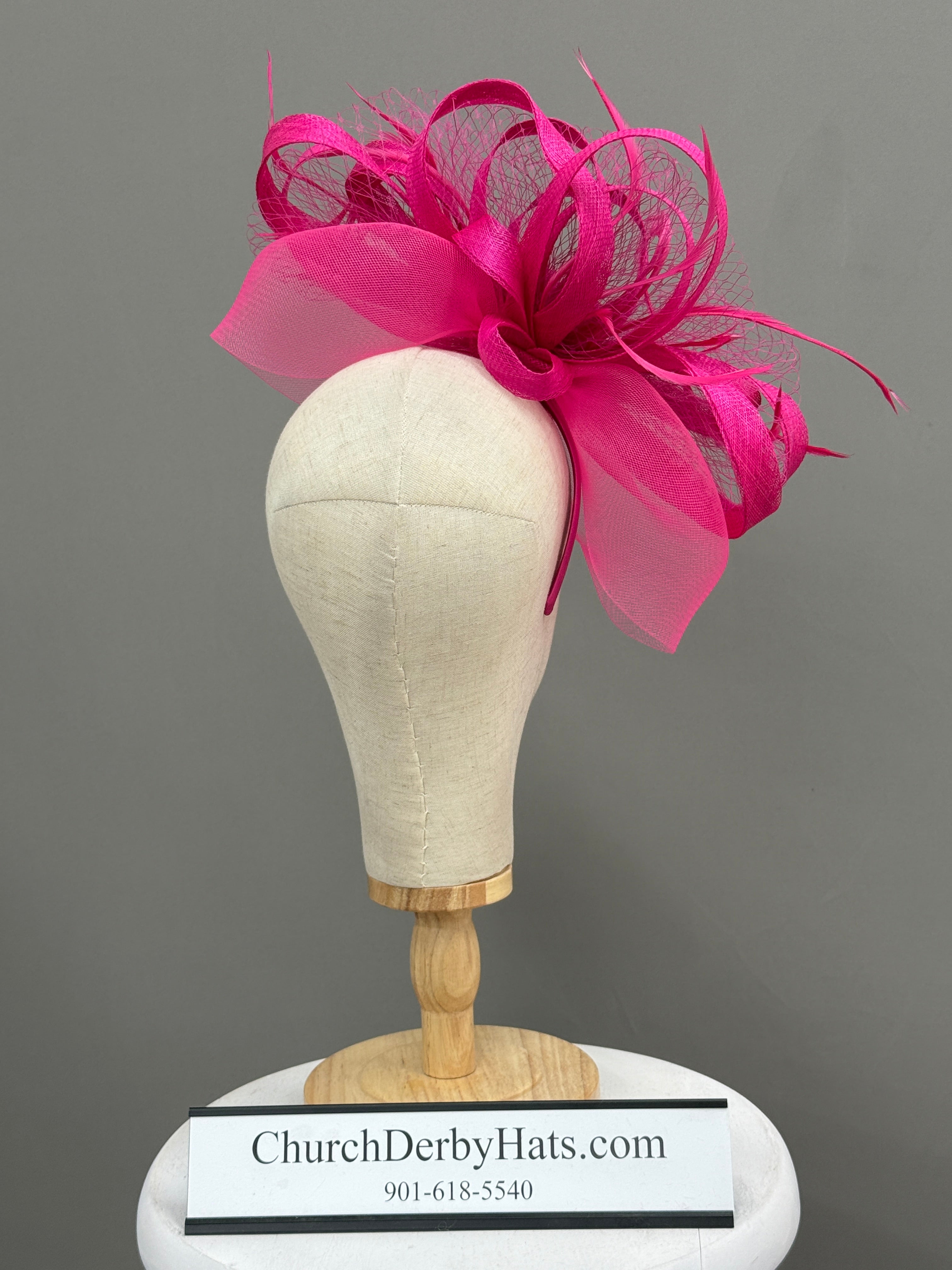 Bridget Hot Pink Fascinator - Church Derby Hat