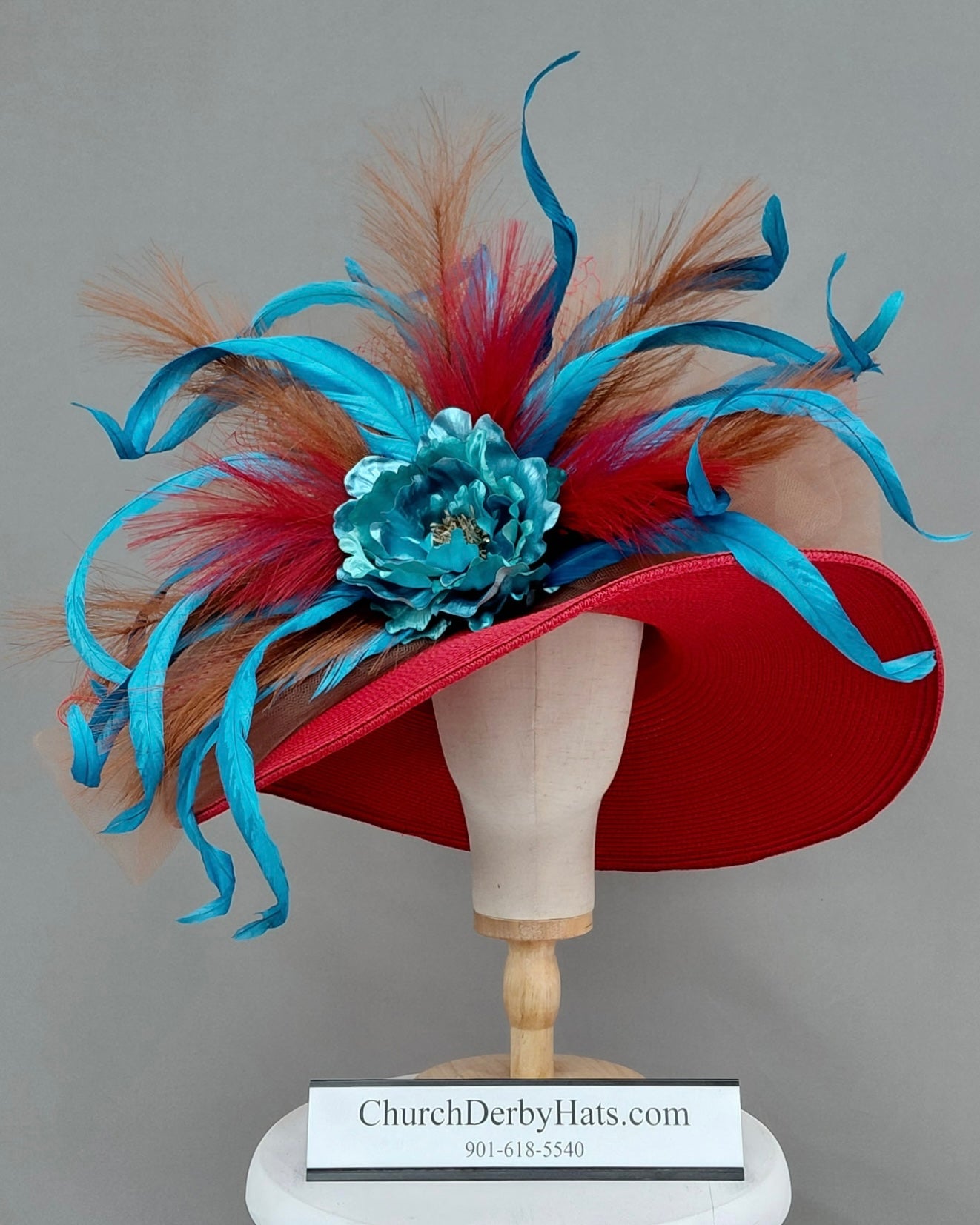 Holly Red Blue - Kentucky Derby Hat - Church Hat