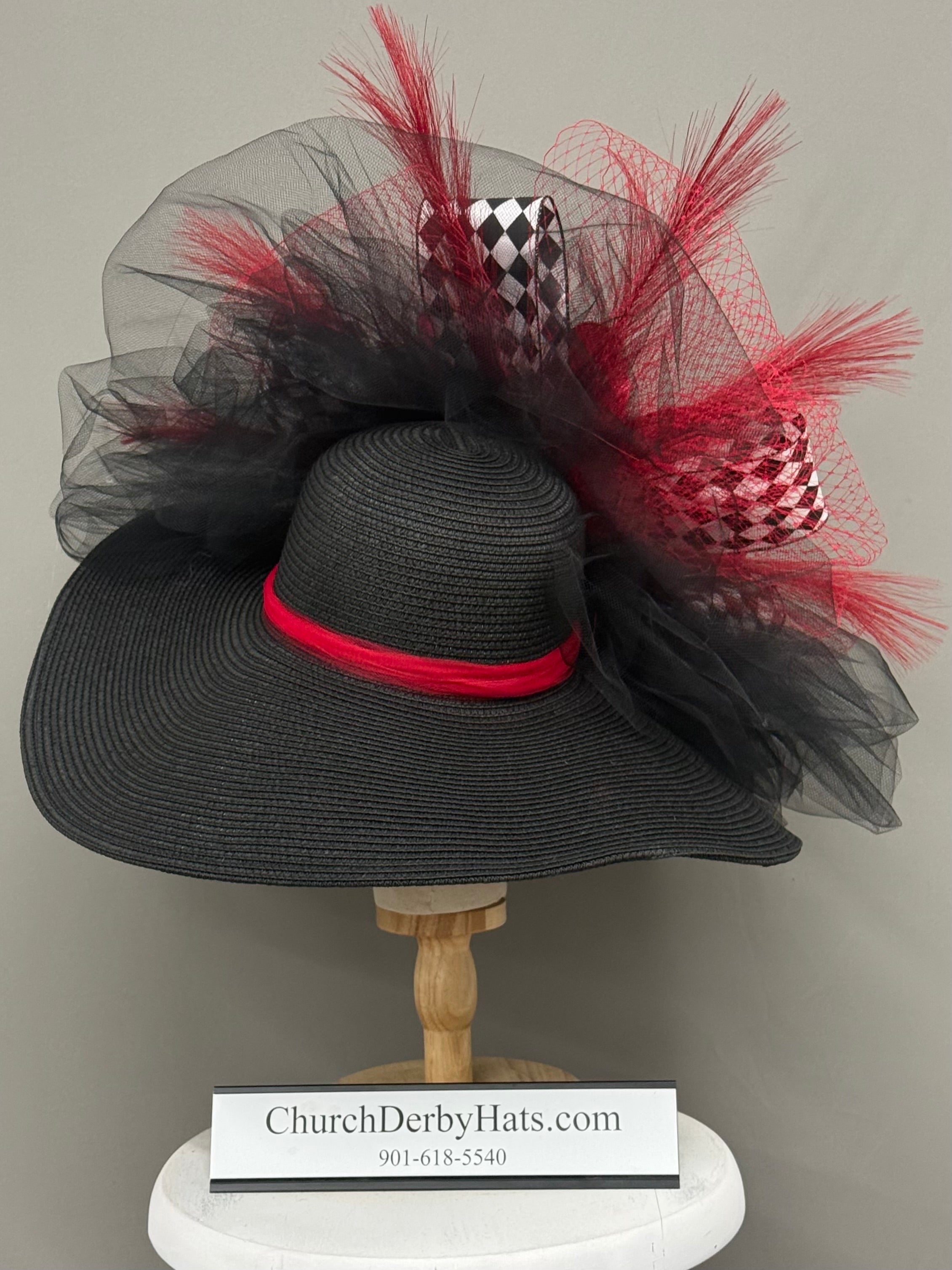 High Spades - Red White Black - Kentucky Derby Hat