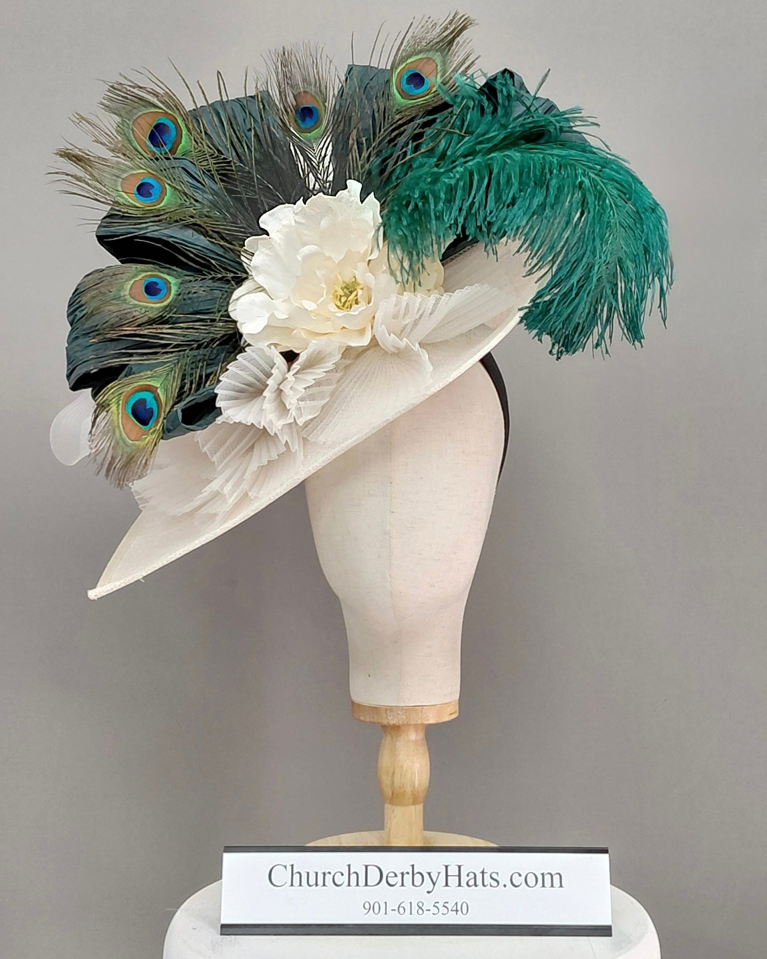 Emerald Ivory Fascinator - Kentucky Derby Hat - Church Hat