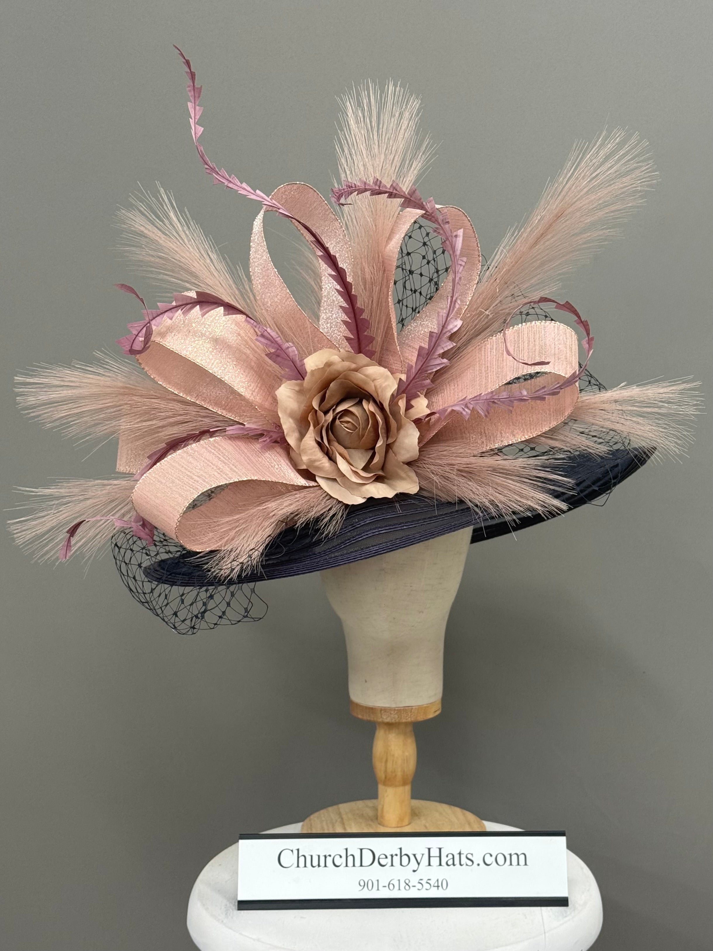 Blush Navy Blue - Kentucky Derby Hat