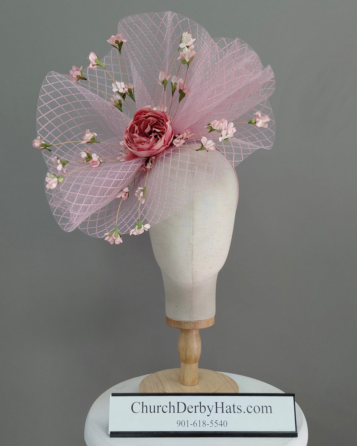 Sarai Pink - Fascinator on Headband - Kentucky Derby Hat