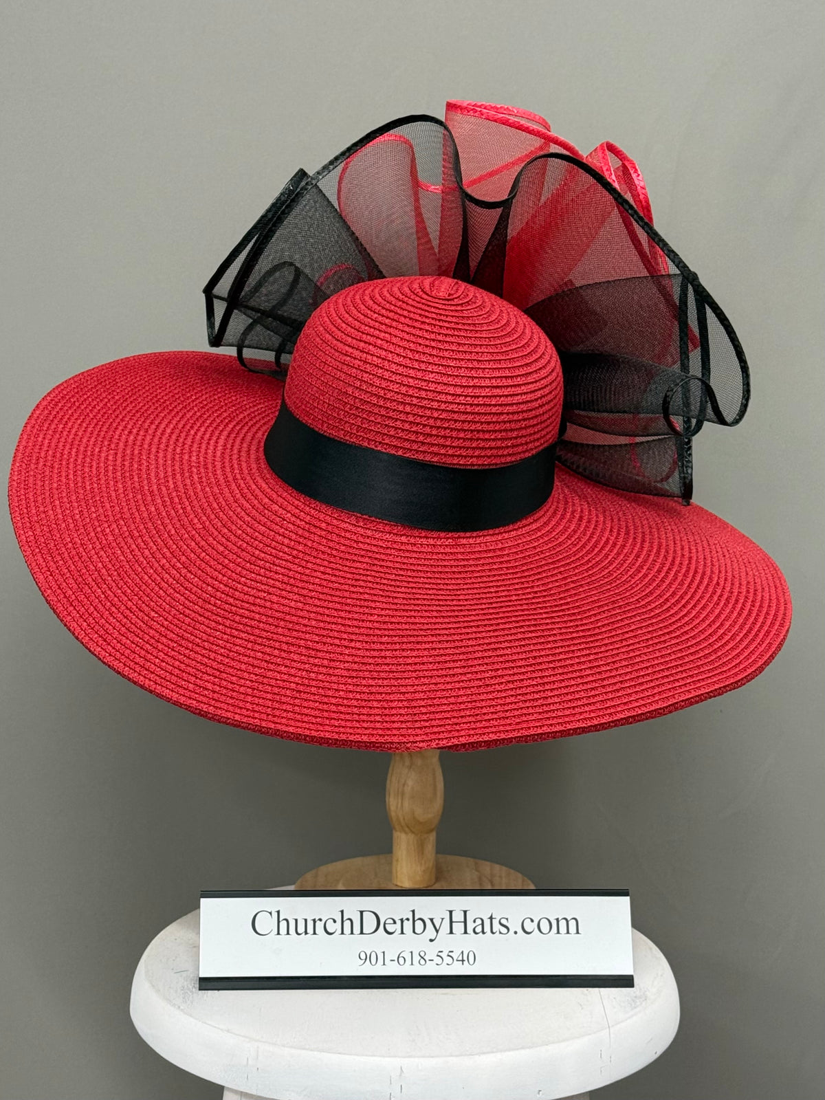 Audrey Red Black - Kentucky Derby Hat - Church Hat
