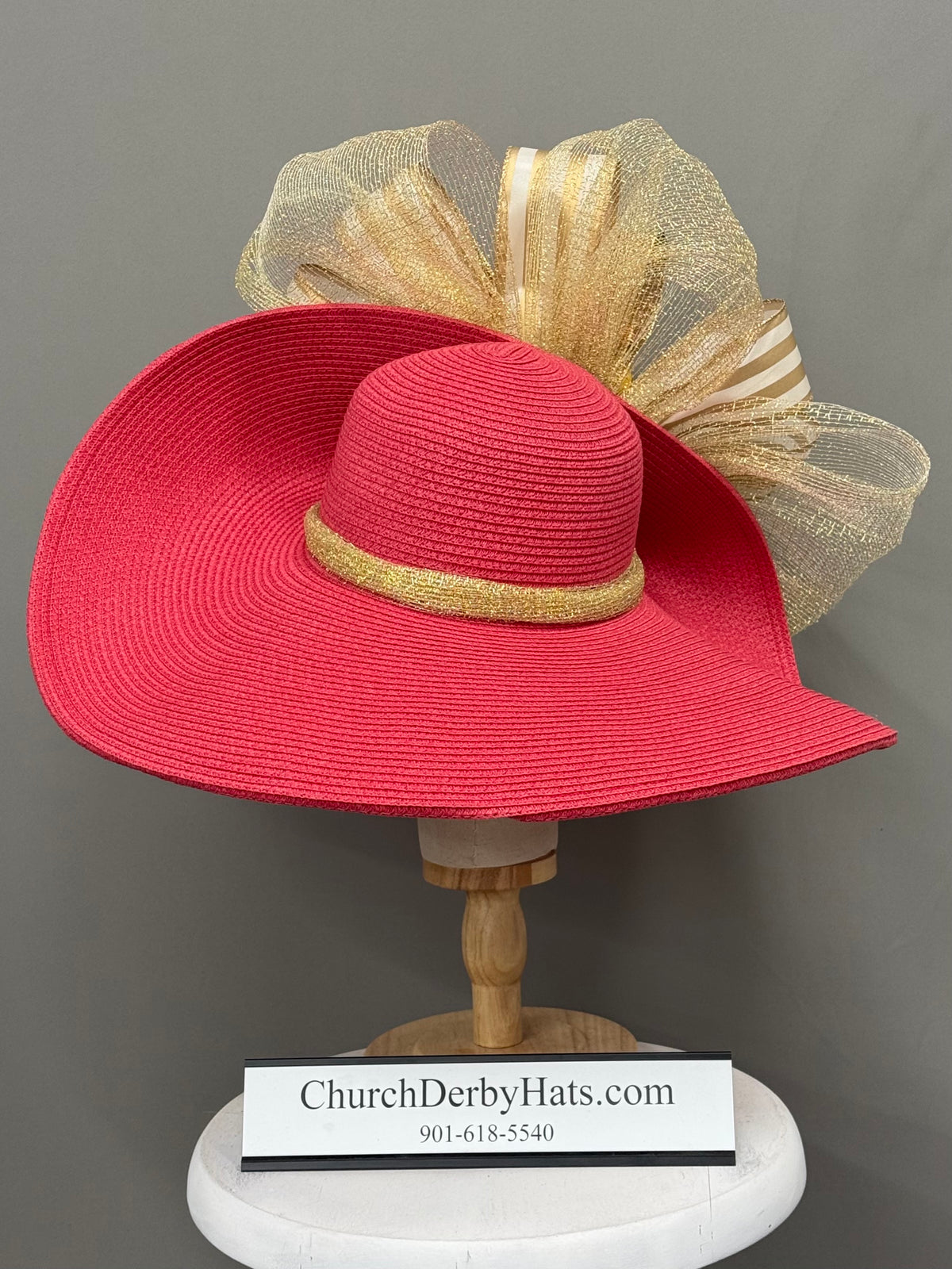 Marina Red Gold - Kentucky Derby Hat - Church Hat