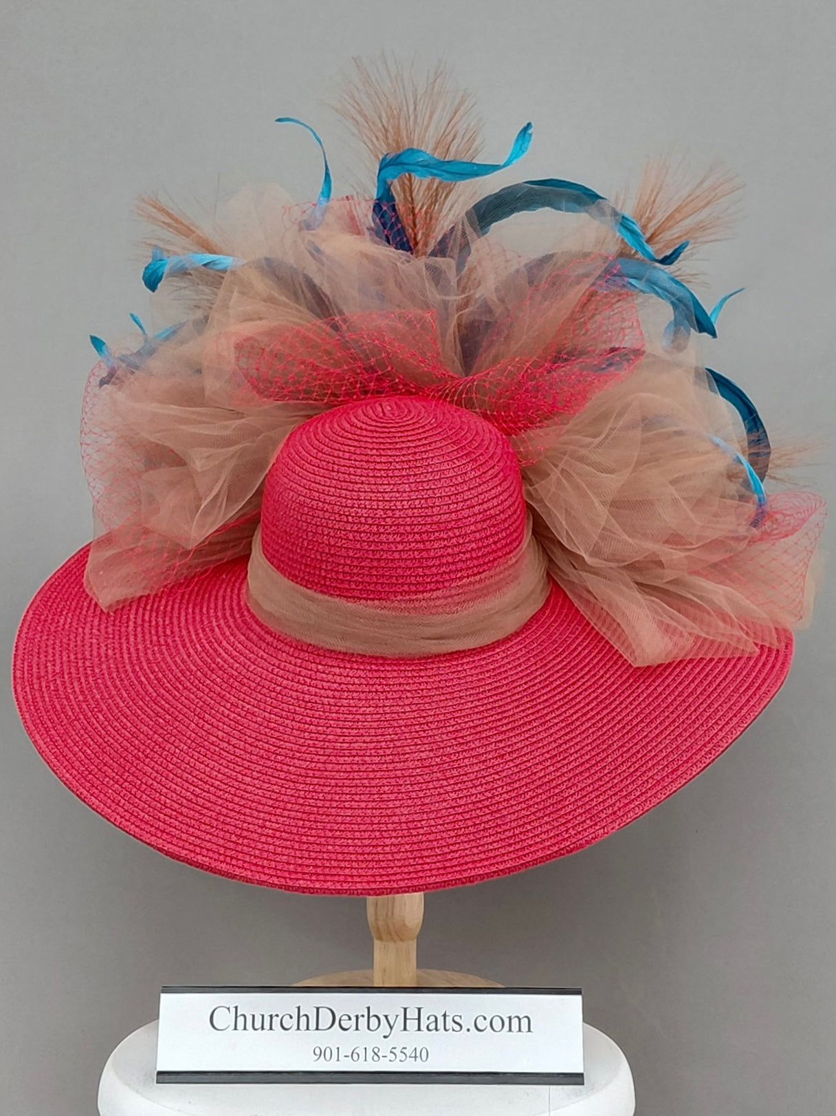 Holly Red Blue - Kentucky Derby Hat - Church Hat