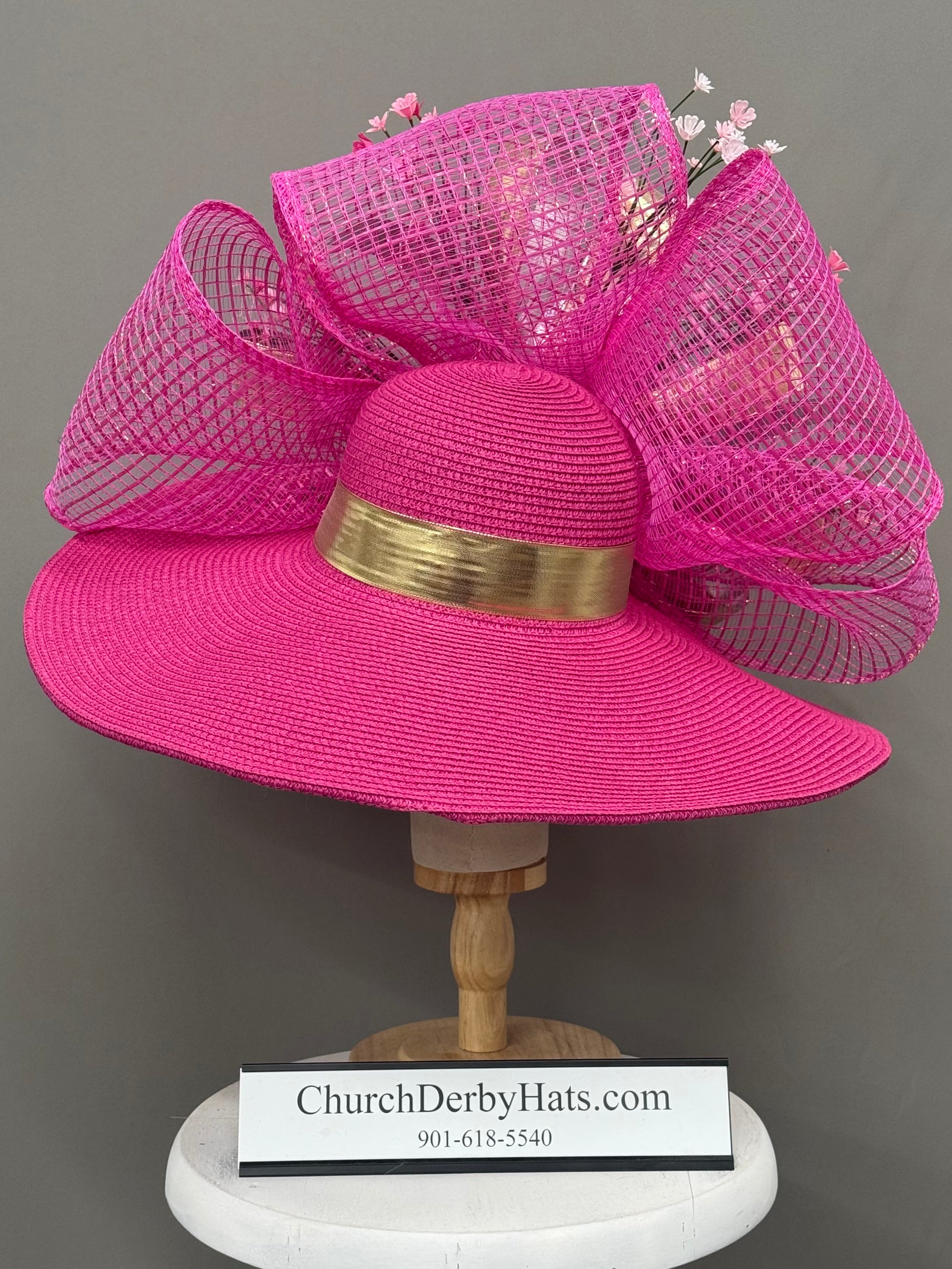 Julia Pink Gold - Kentucky Derby Hat - Church Hat