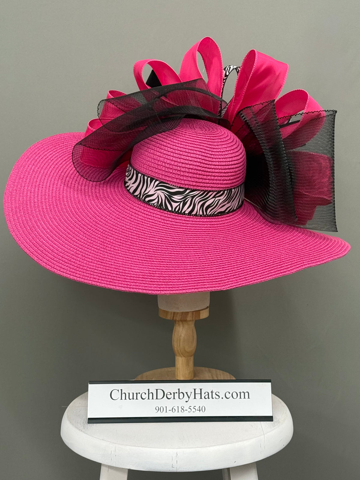 Tabitha Pink Black White - Kentucky Derby Hat - Church Hat