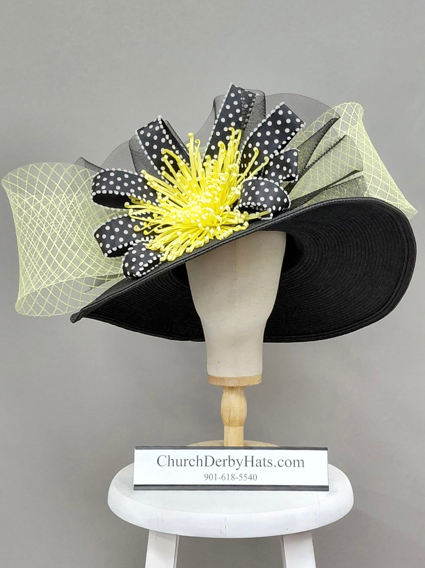 Preakness Yellow White Black - Kentucky Derby Hat