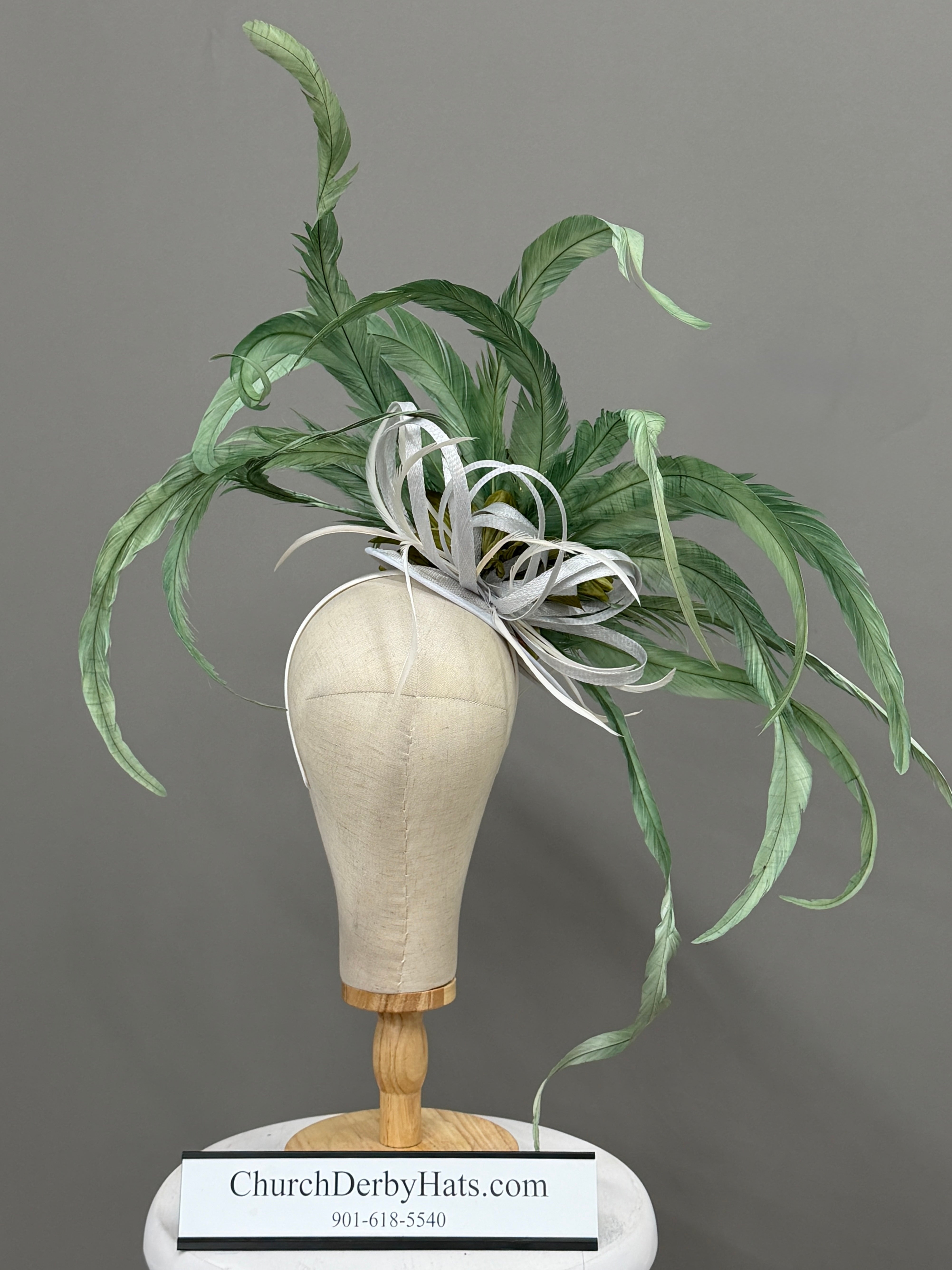 Chartreuse and Sage by Vance - Kentucky Derby Hat - Couture Millinery Fascinator on Headband