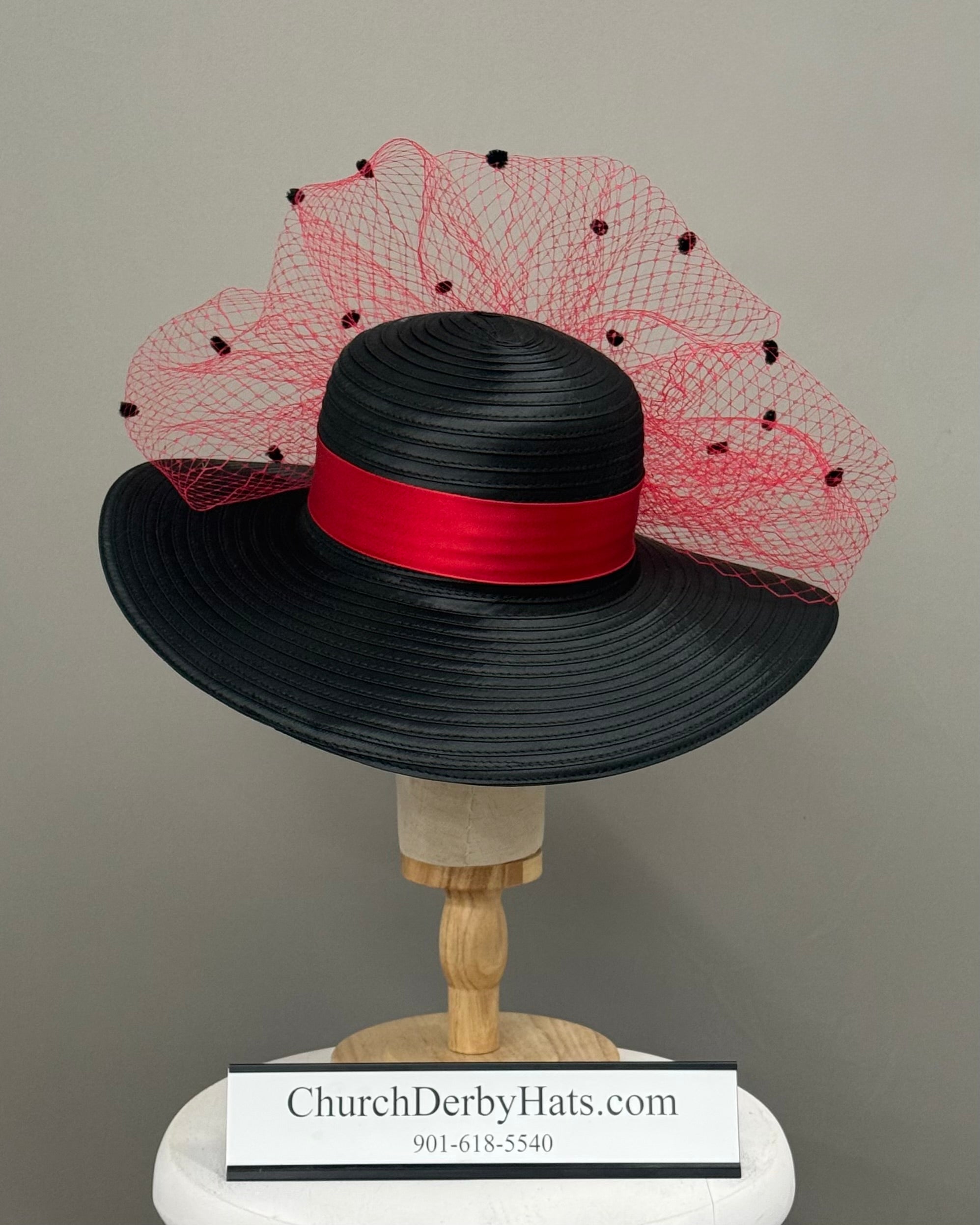 Everly - Red Church Hat - Kentucky Derby Hat in Red