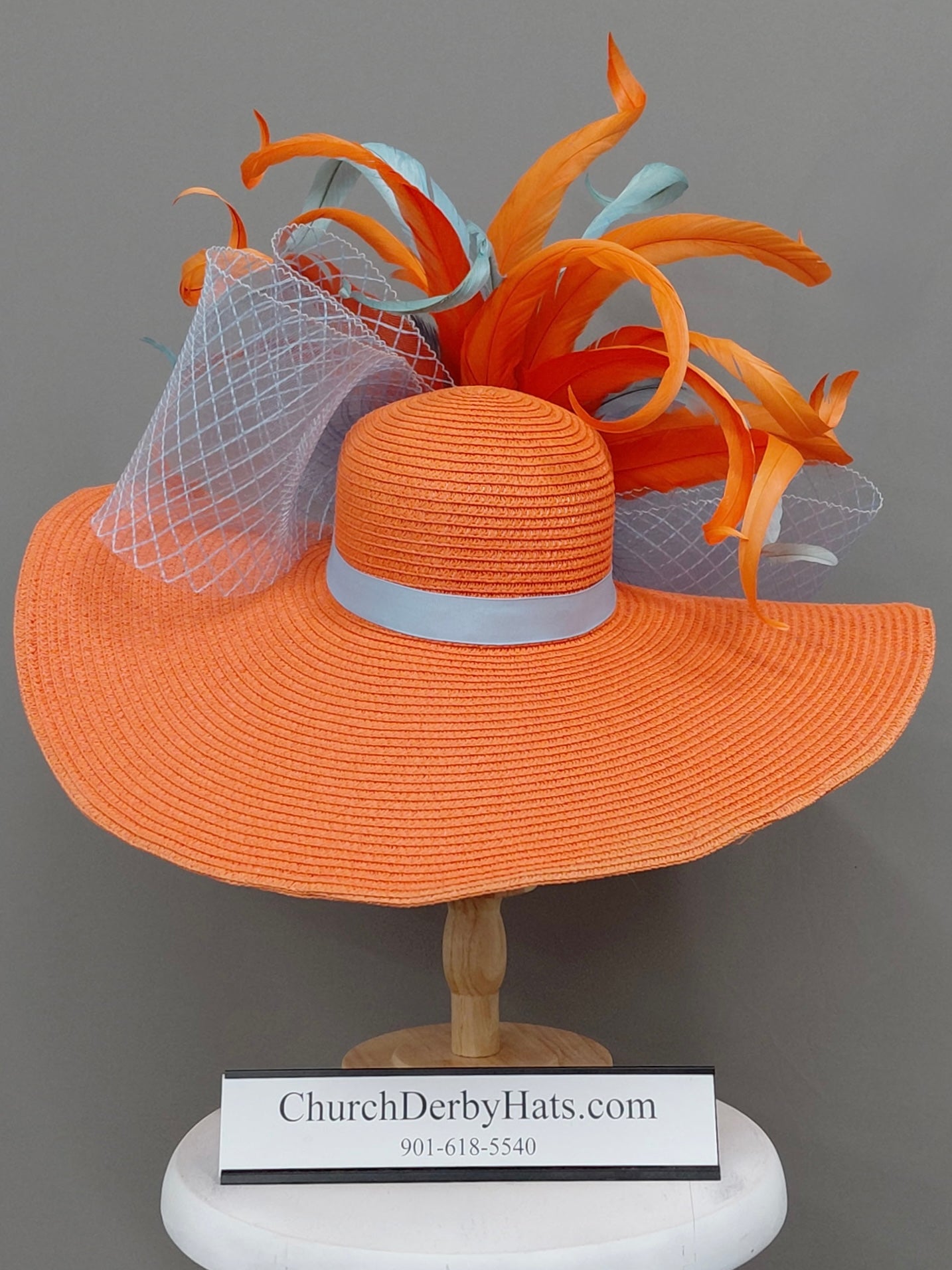 Tessa Orange Blue - Kentucky Derby Hat