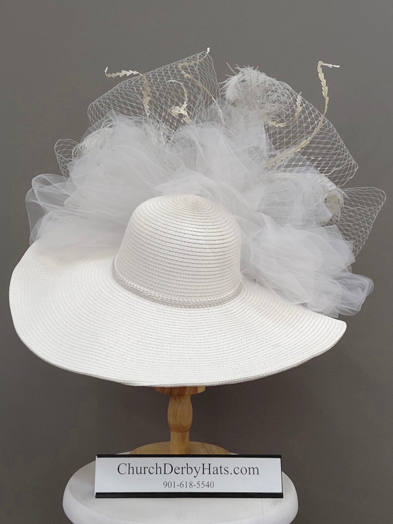 First Lady - Elegant White Church Hat - Kentucky Derby Hat