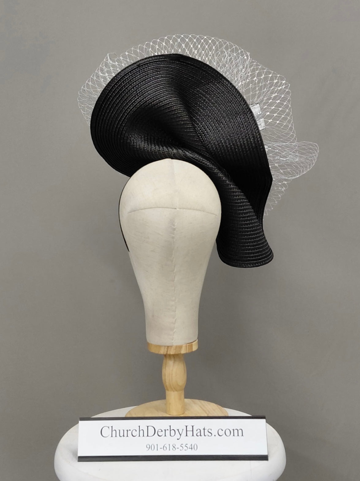 Amanda Black White Silver - Fascinator Hat on Headband