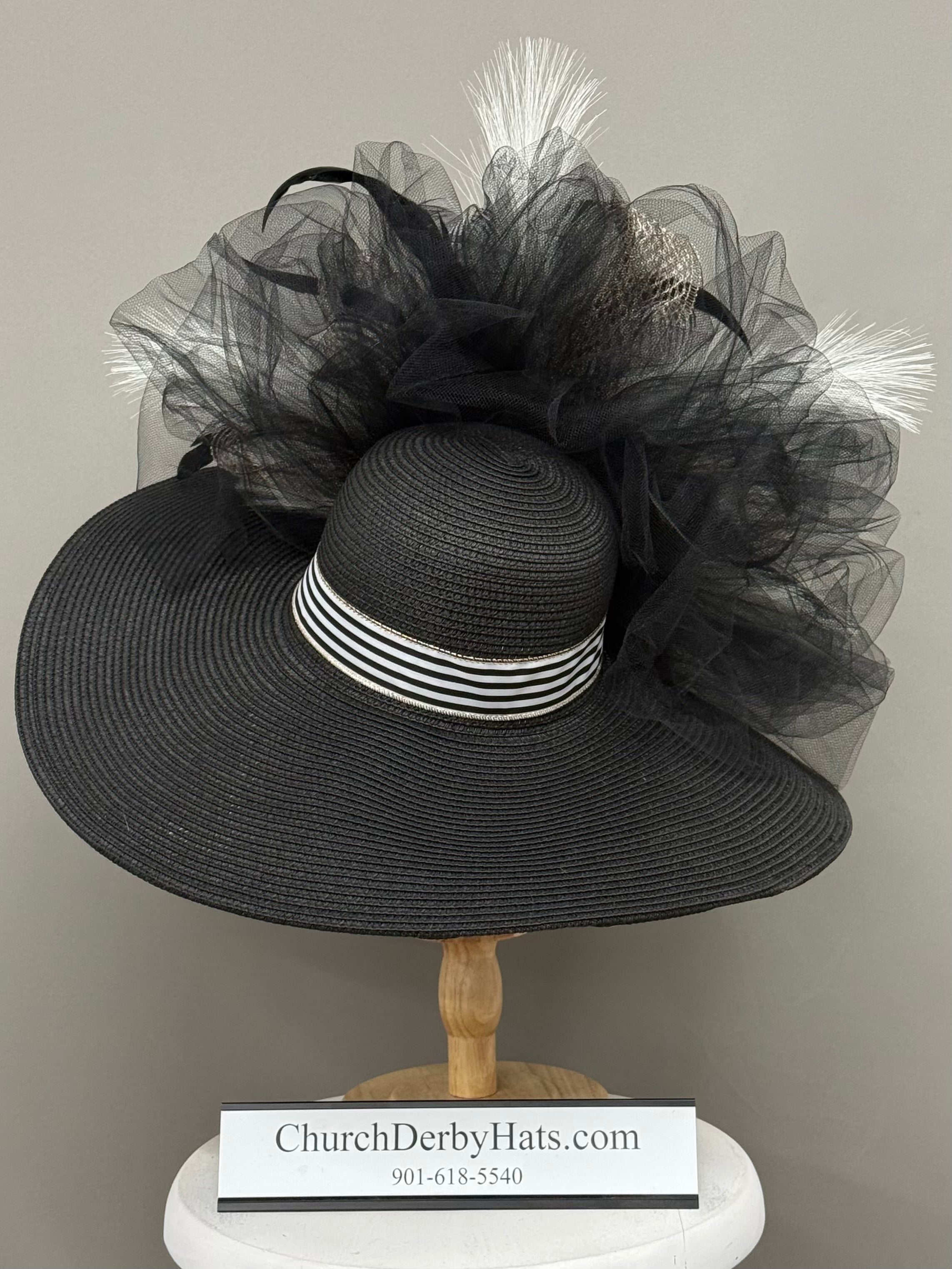 Sarah Faye Black White - Kentucky Derby Hat - Church Hat