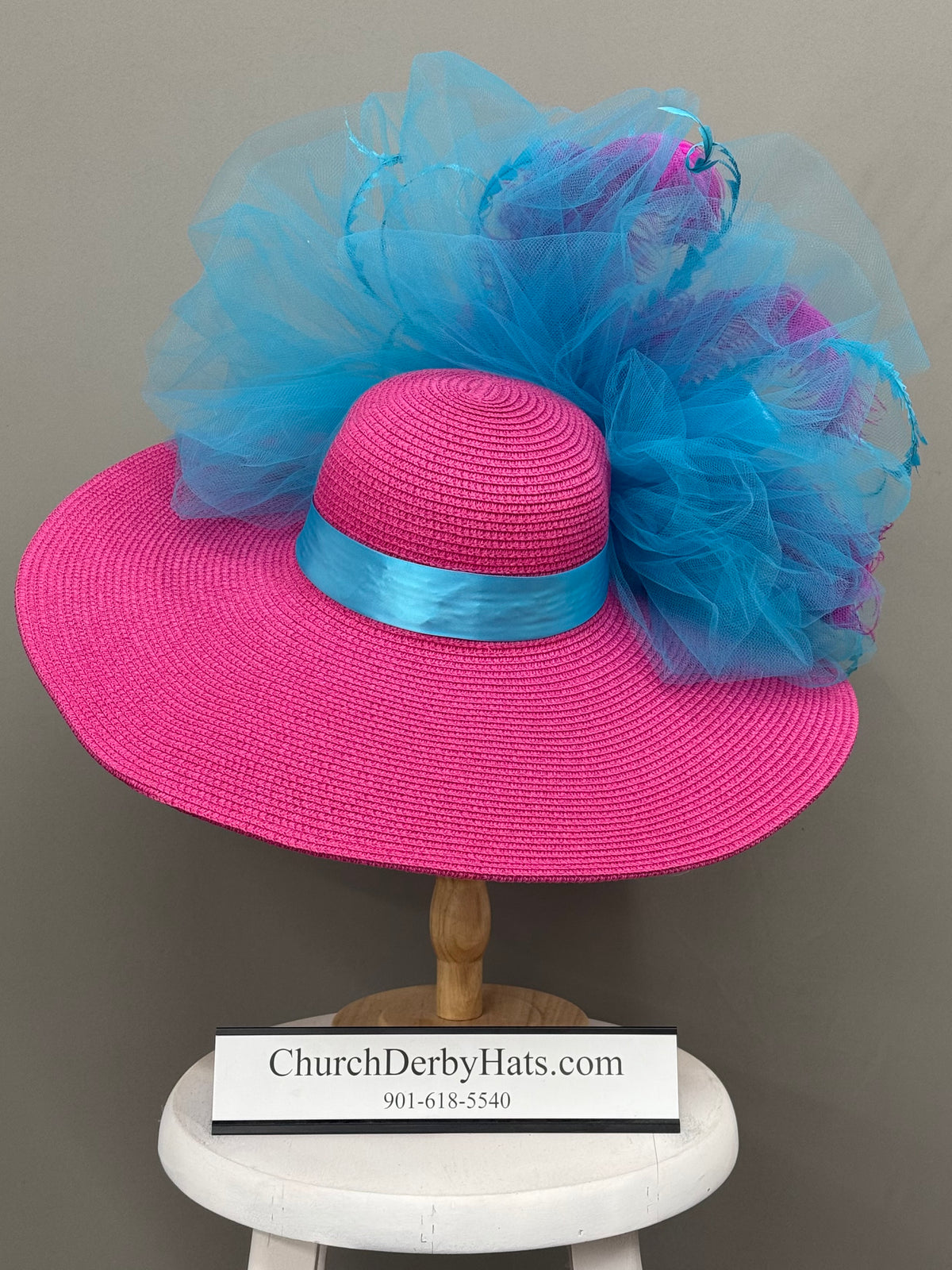 Fiona Pink Blue - Kentucky Derby Hat
