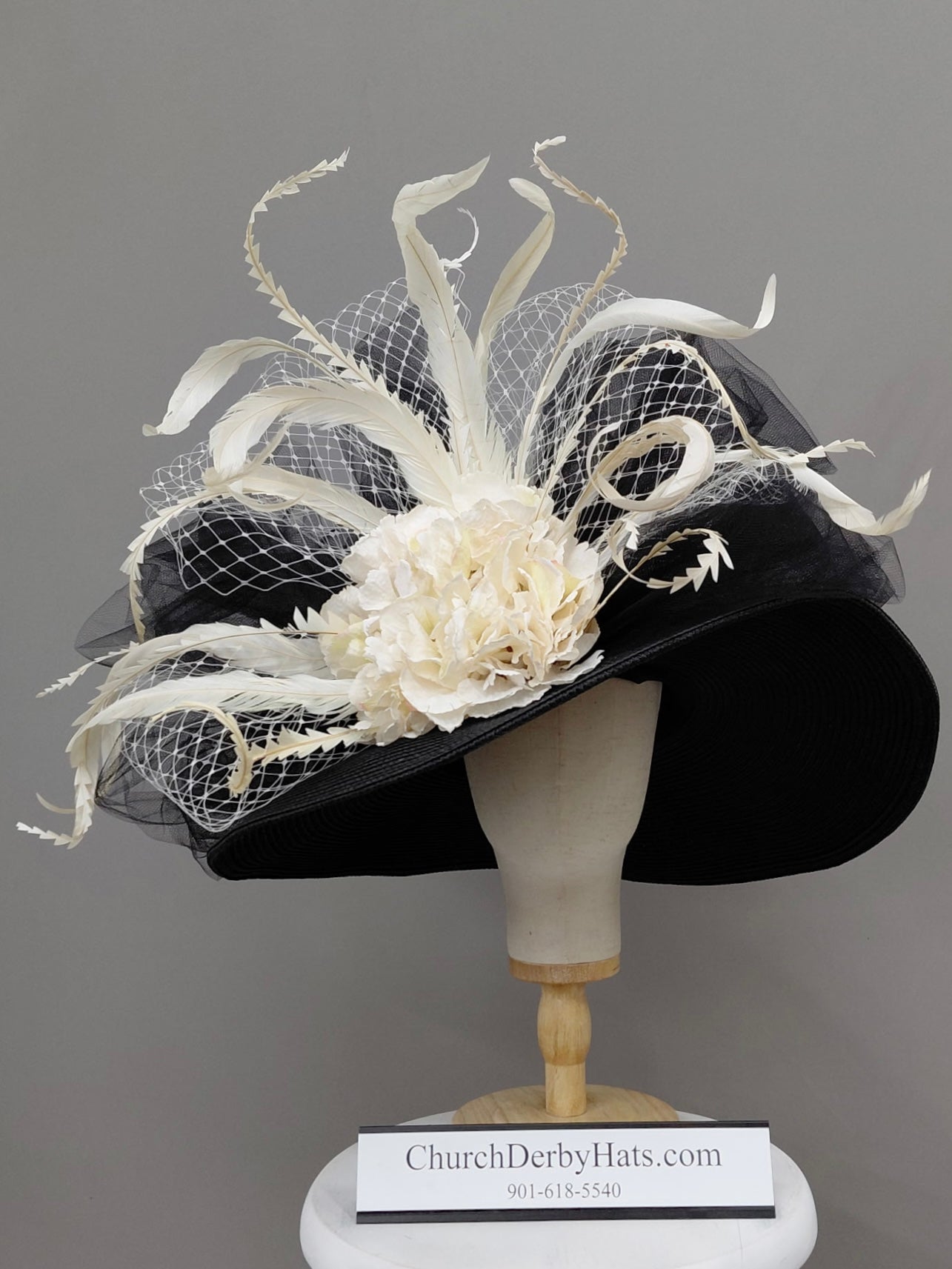 Linda Black Ivory - Kentucky Derby Hat - Church Hat