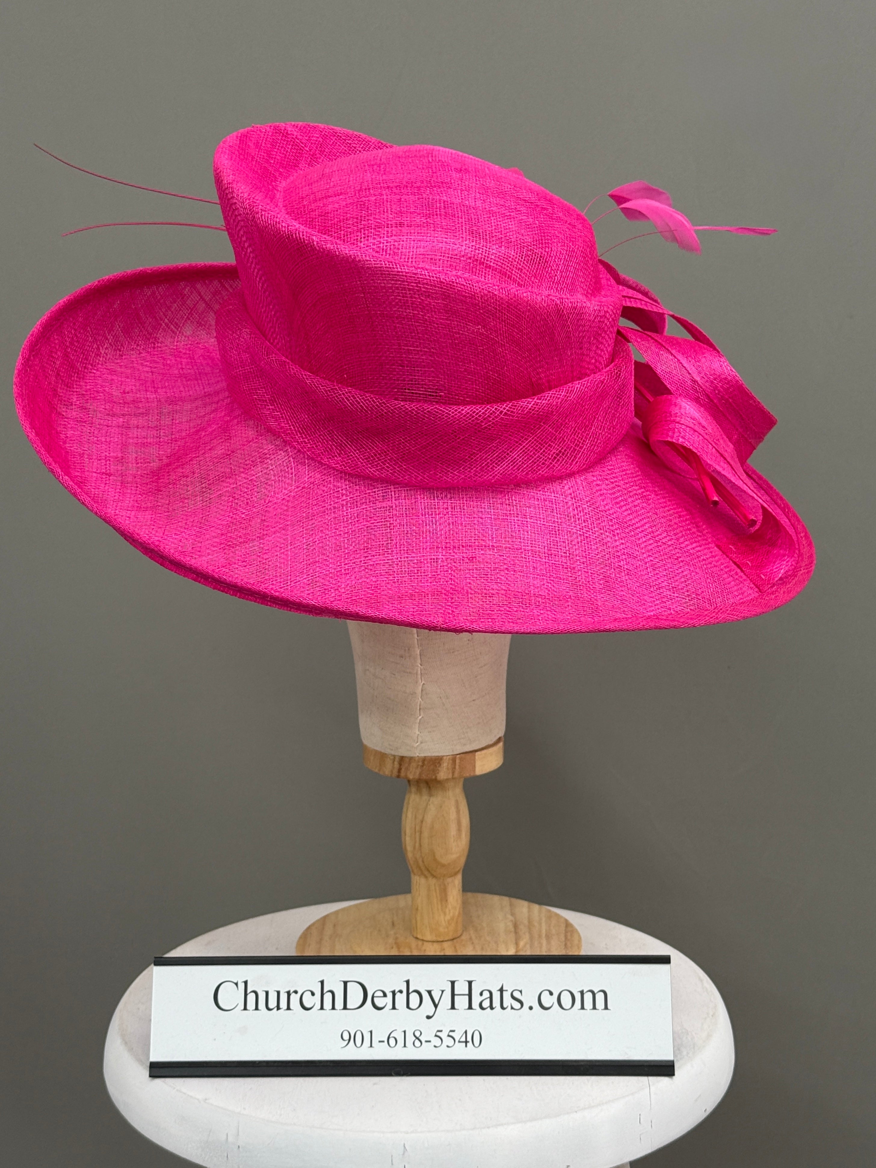 Hot Pink Sinamay - Church Derby Hat