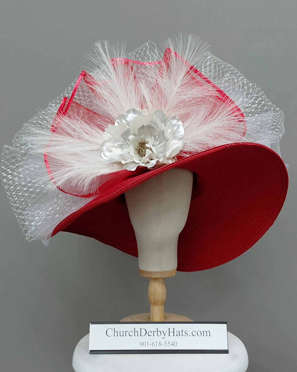 Red Herring (silver and white) - Kentucky Derby Hat - Church Hat