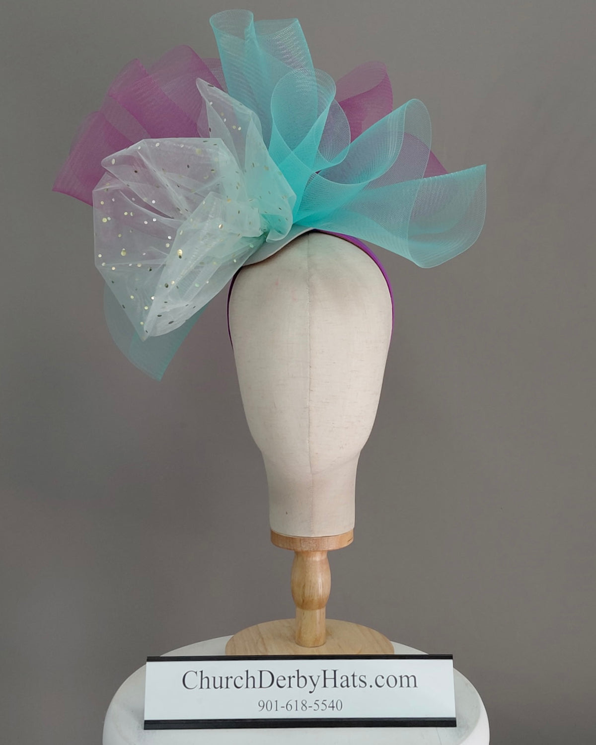 Brenda Blue Purple - Kentucky Derby Fascinator on Headband