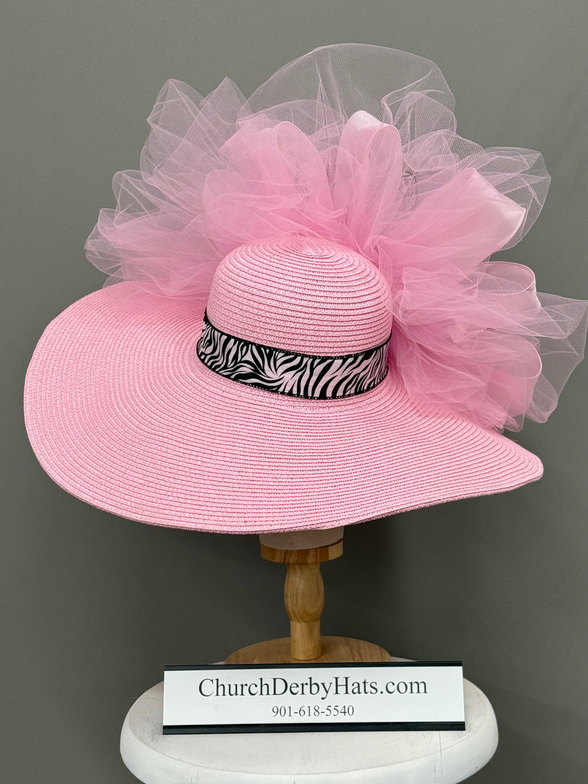 Charolette Pink Black - Kentucky Derby Hat