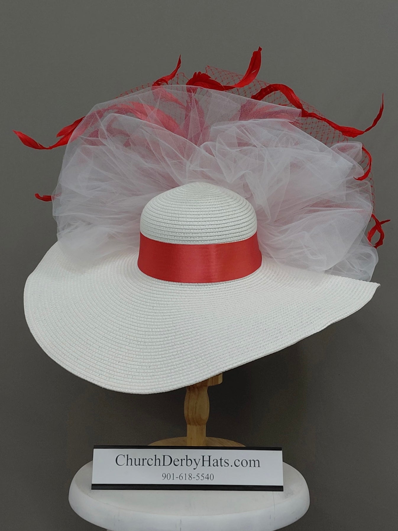 Coral Red - Kentucky Derby Hat - Church Hat