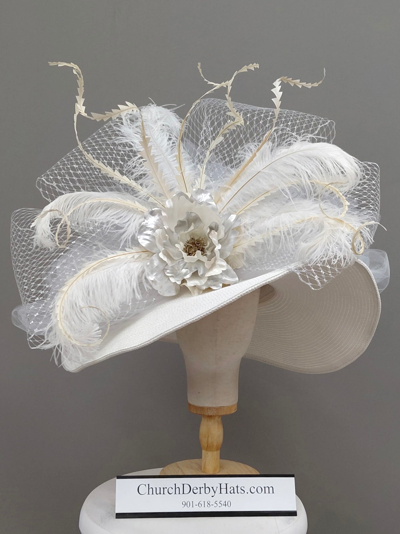 First Lady - Elegant White Church Hat - Kentucky Derby Hat