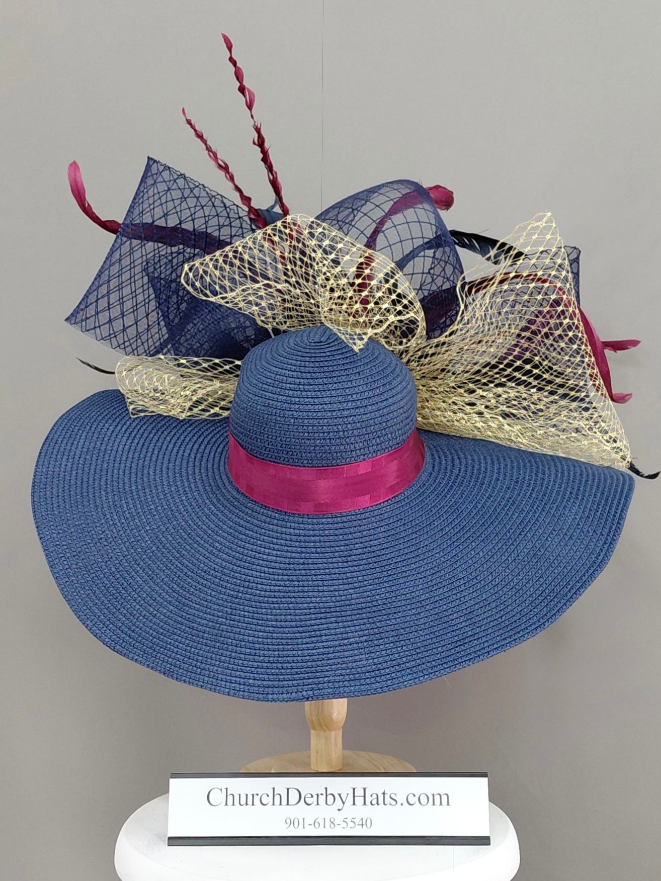 Barbara Navy Blue - Kentucky Derby Hat - Church Hat