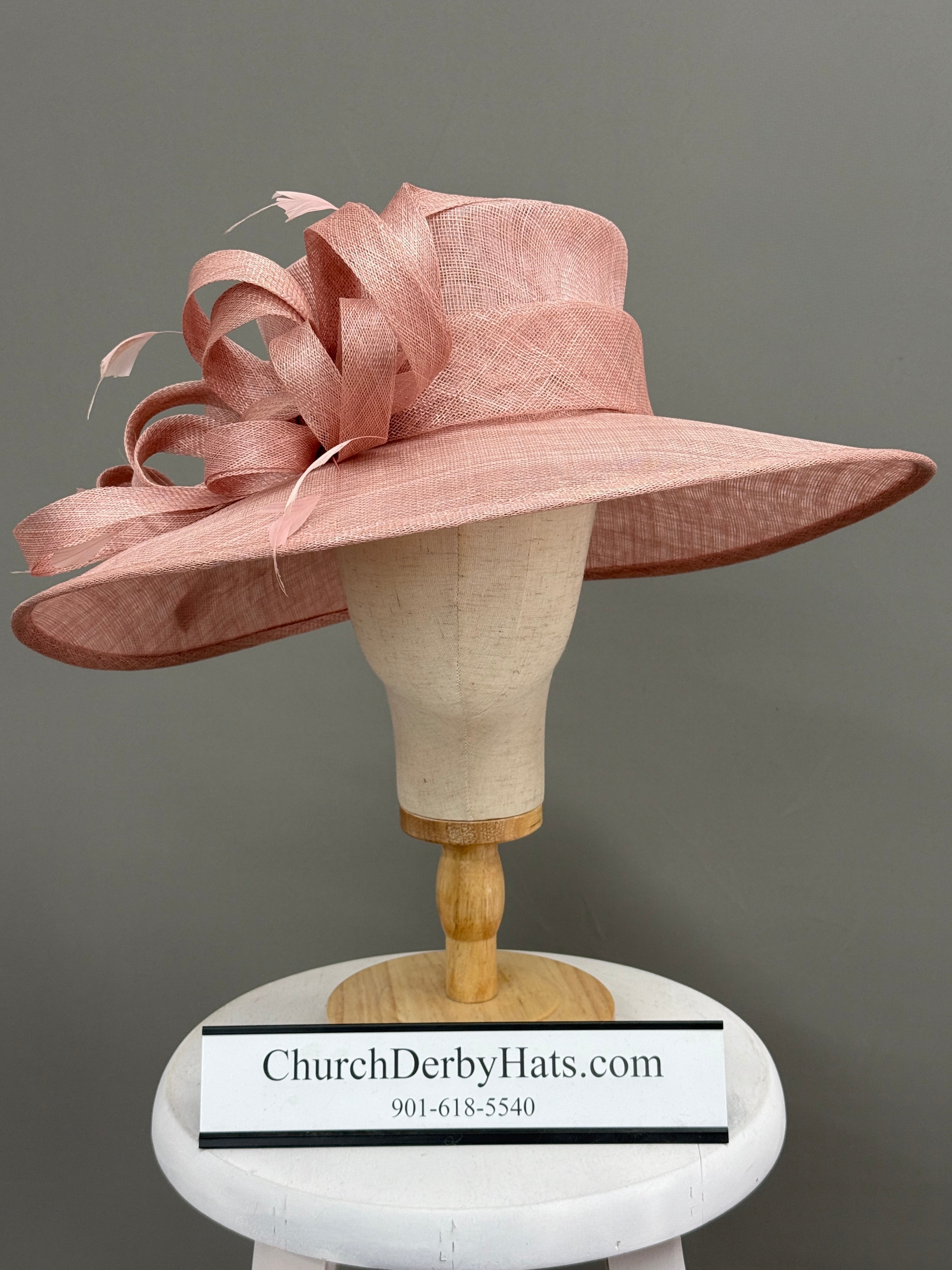 Blush Pink Sinamay - Church Derby Hat