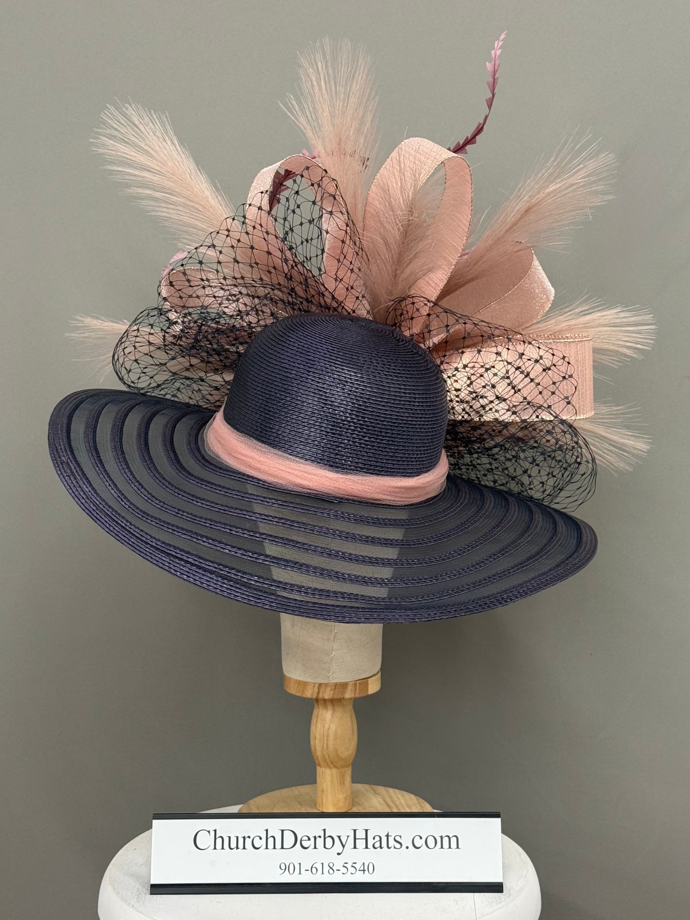 Blush Navy Blue - Kentucky Derby Hat
