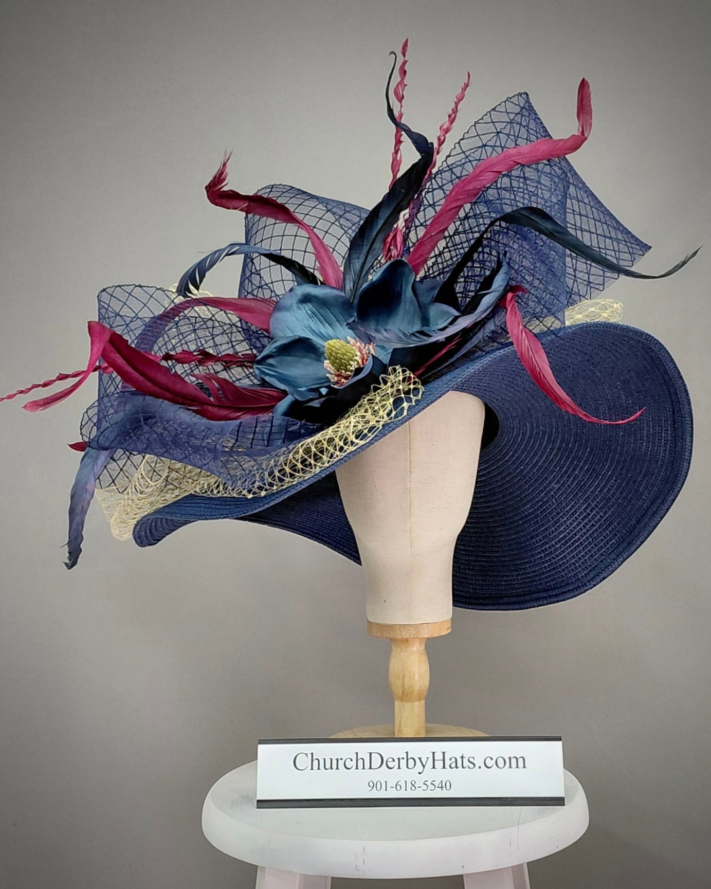 Barbara Navy Blue - Kentucky Derby Hat - Church Hat