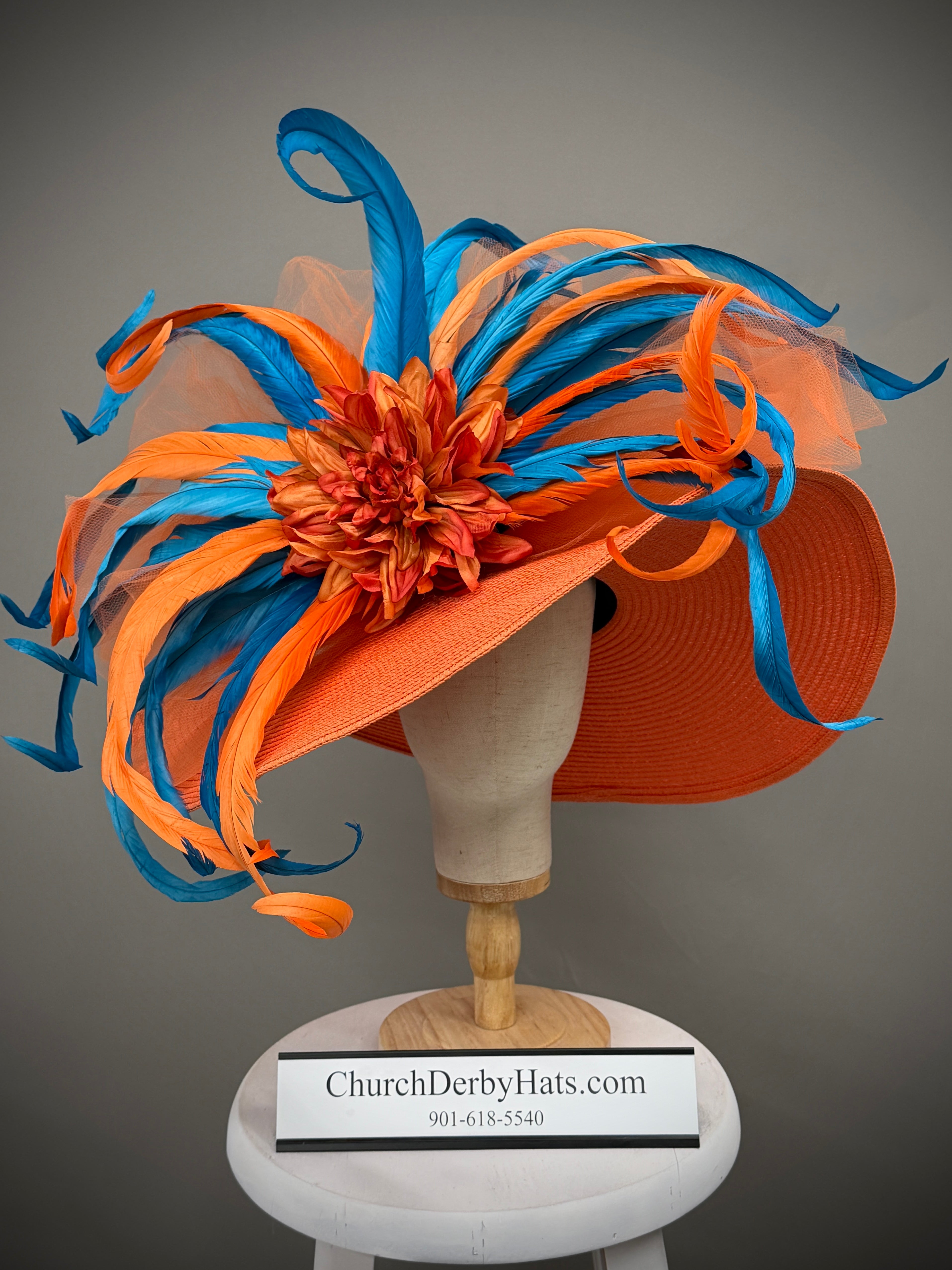 Hellen Orange Blue - Church Derby Hat
