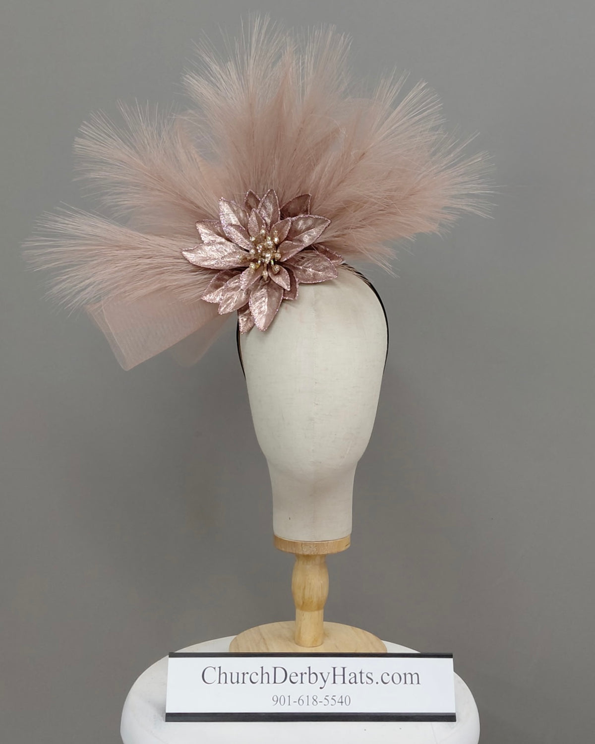 Blush and Bashful - Kentucky Derby Hat Fascinator on Headband