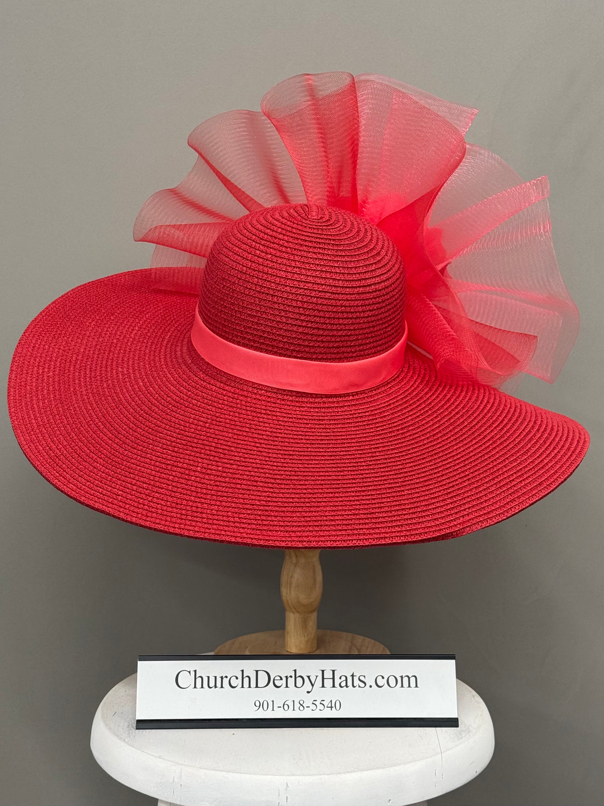 Christina Red Pink - Kentucky Derby Hat
